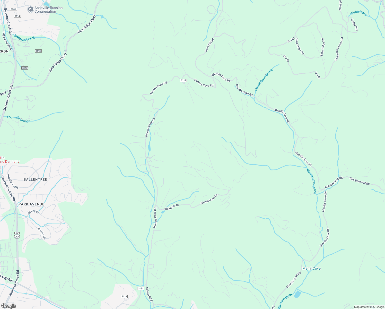 map of restaurants, bars, coffee shops, grocery stores, and more near 34 Crown Point Drive in Asheville