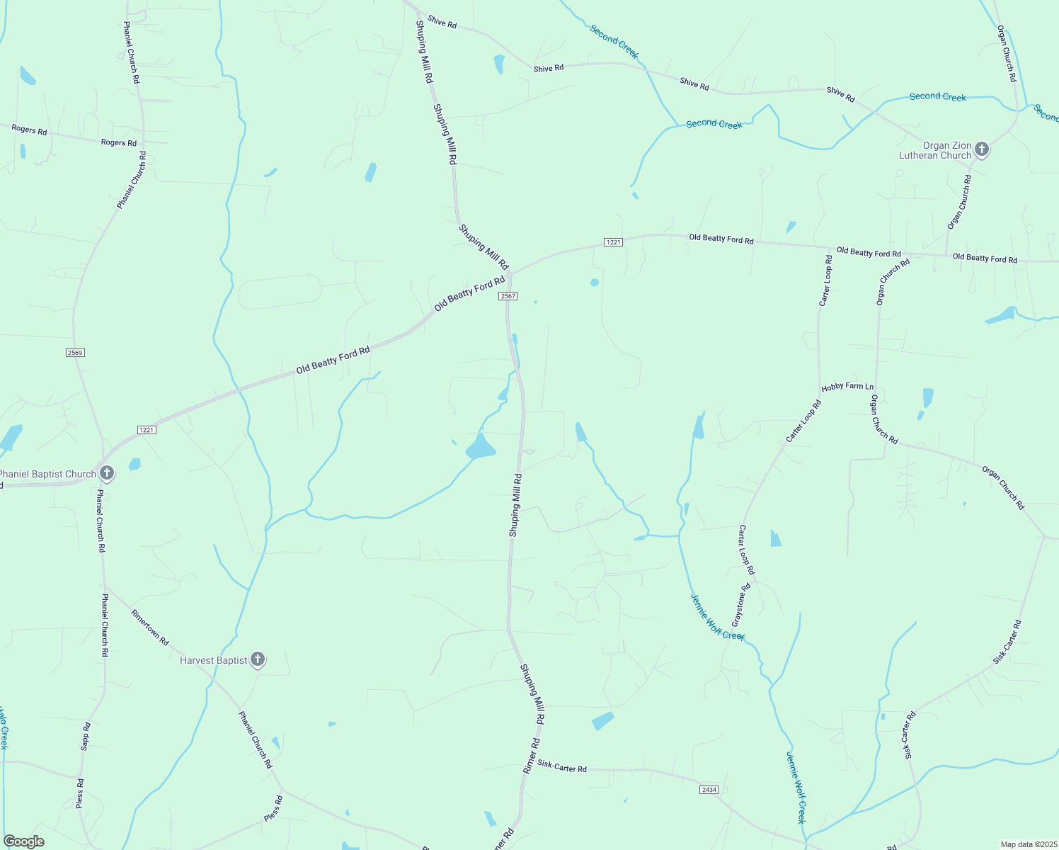 map of restaurants, bars, coffee shops, grocery stores, and more near 2935 Shuping Mill Road in Rockwell