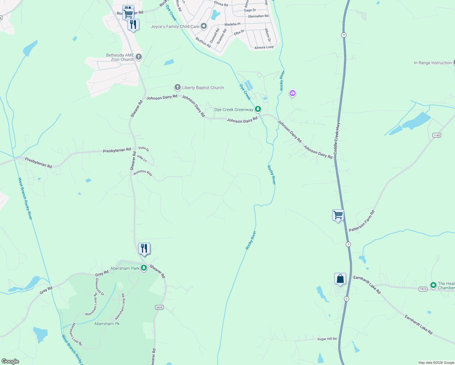 map of restaurants, bars, coffee shops, grocery stores, and more near 211 Walking Horse Trail in Davidson
