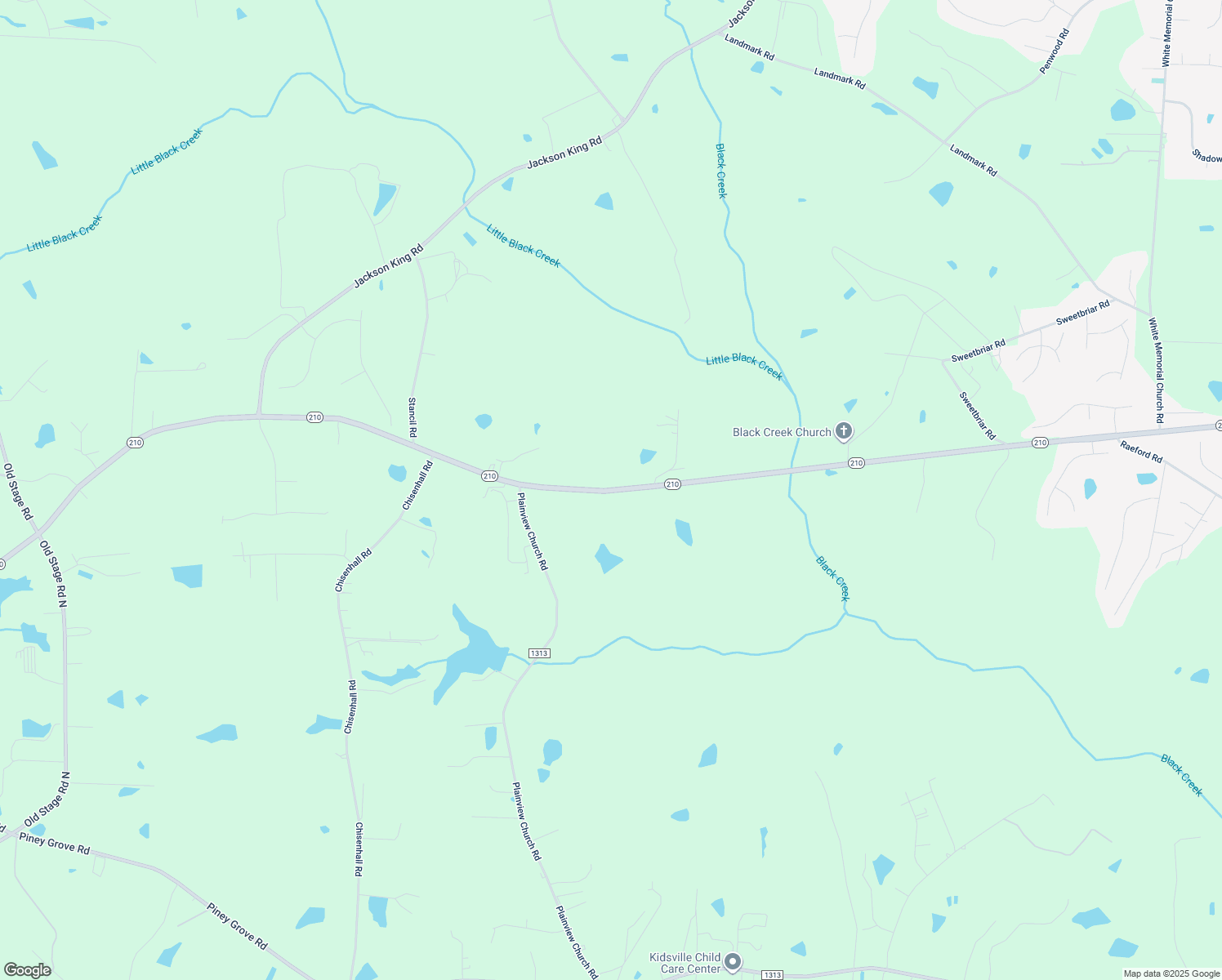 map of restaurants, bars, coffee shops, grocery stores, and more near 18050 Highway 210 in Angier