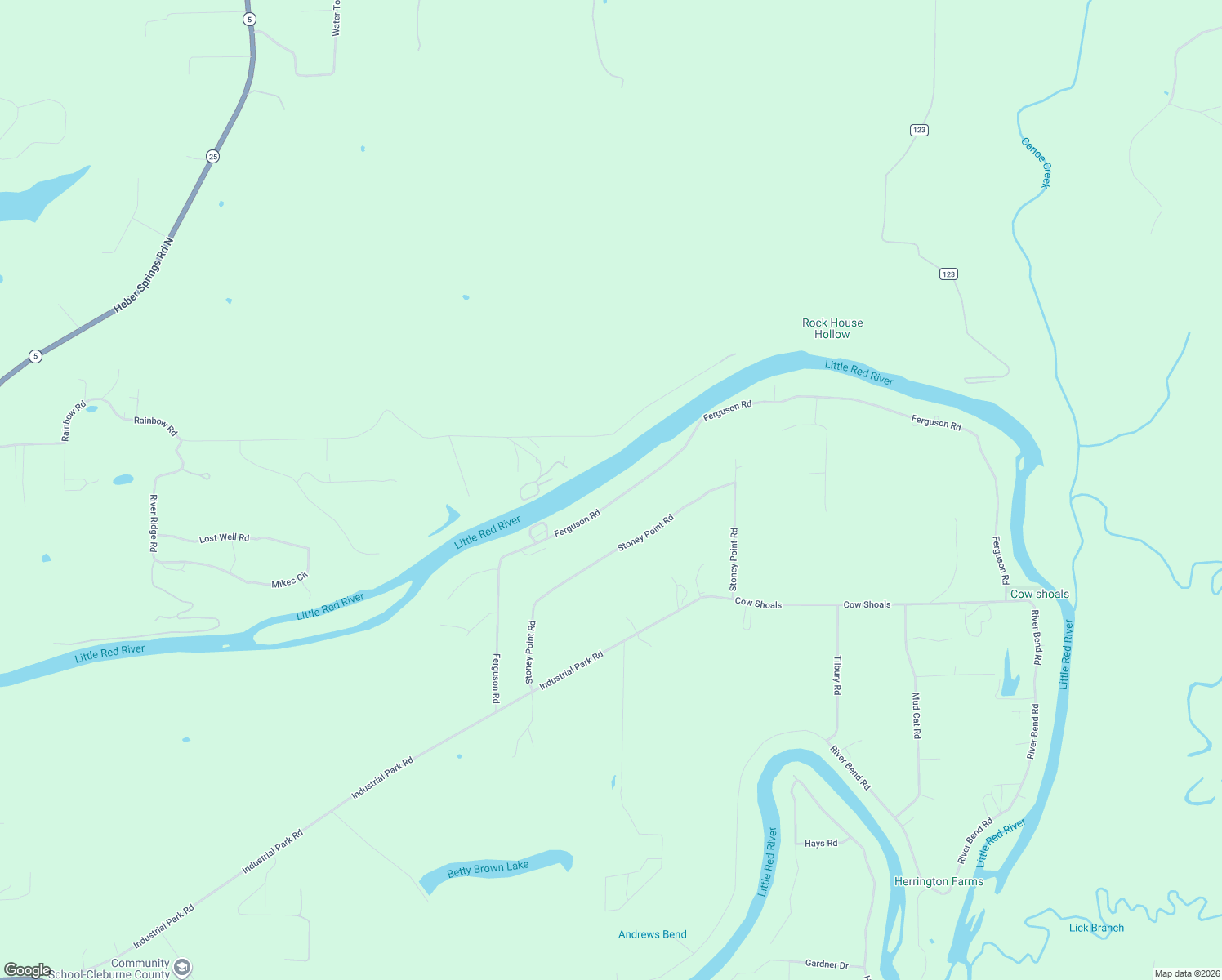 map of restaurants, bars, coffee shops, grocery stores, and more near 405 Ferguson Road in Heber Springs