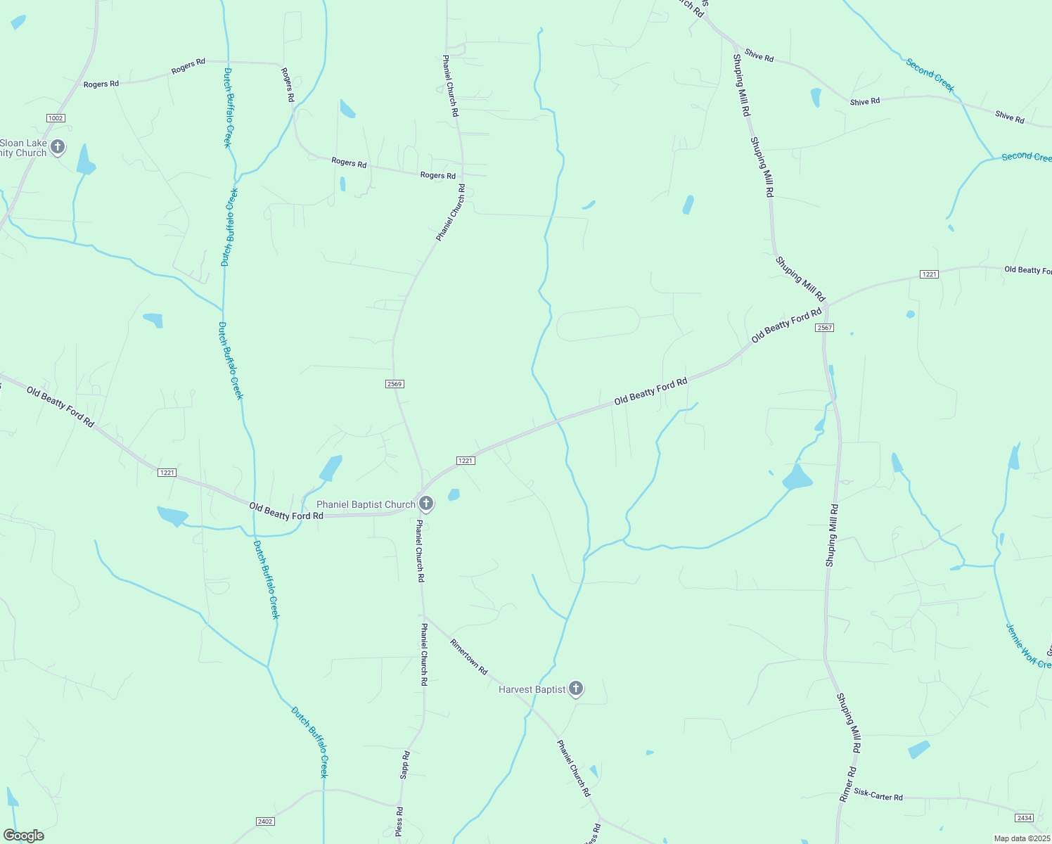 map of restaurants, bars, coffee shops, grocery stores, and more near 7340 Old Beatty Ford Road in Rockwell