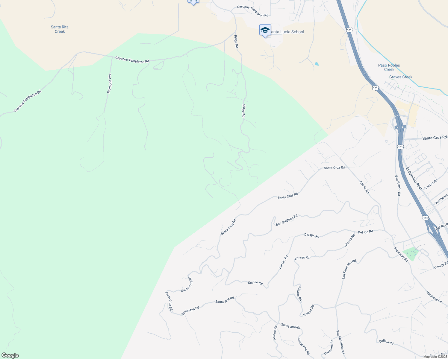 map of restaurants, bars, coffee shops, grocery stores, and more near 3999 Ridge Road in Templeton