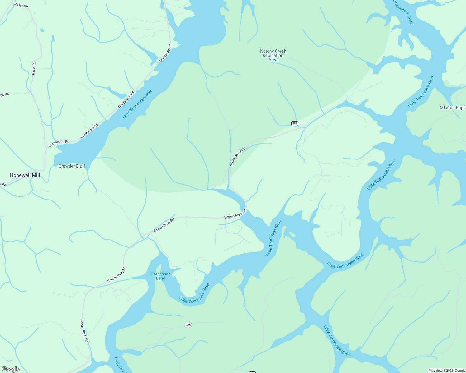 map of restaurants, bars, coffee shops, grocery stores, and more near 940 Scenic River Road in Madisonville