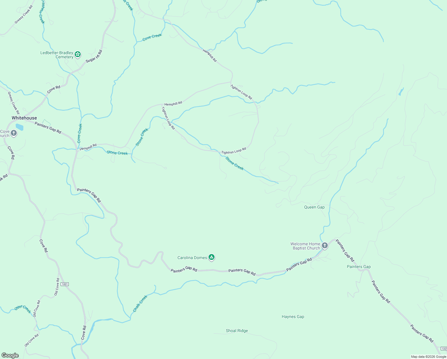 map of restaurants, bars, coffee shops, grocery stores, and more near 452 Tightrun Loop Road in Union Mills