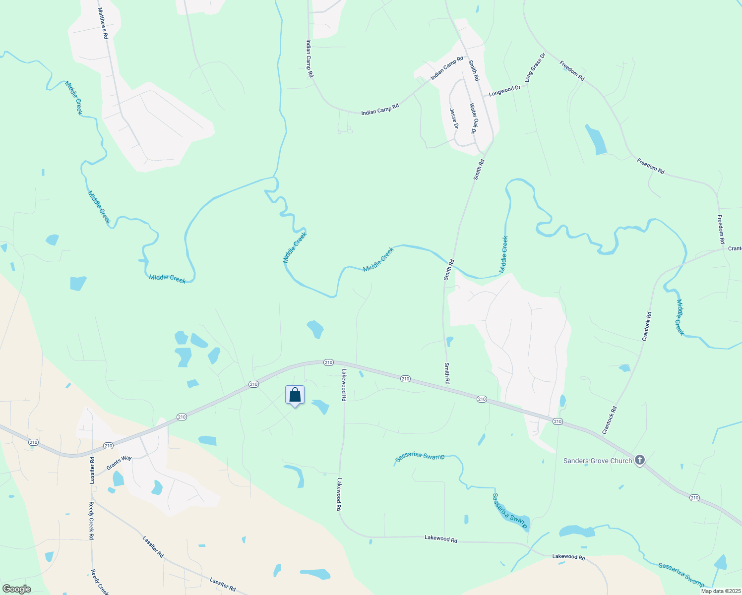 map of restaurants, bars, coffee shops, grocery stores, and more near 150 Hilltop Drive in Four Oaks