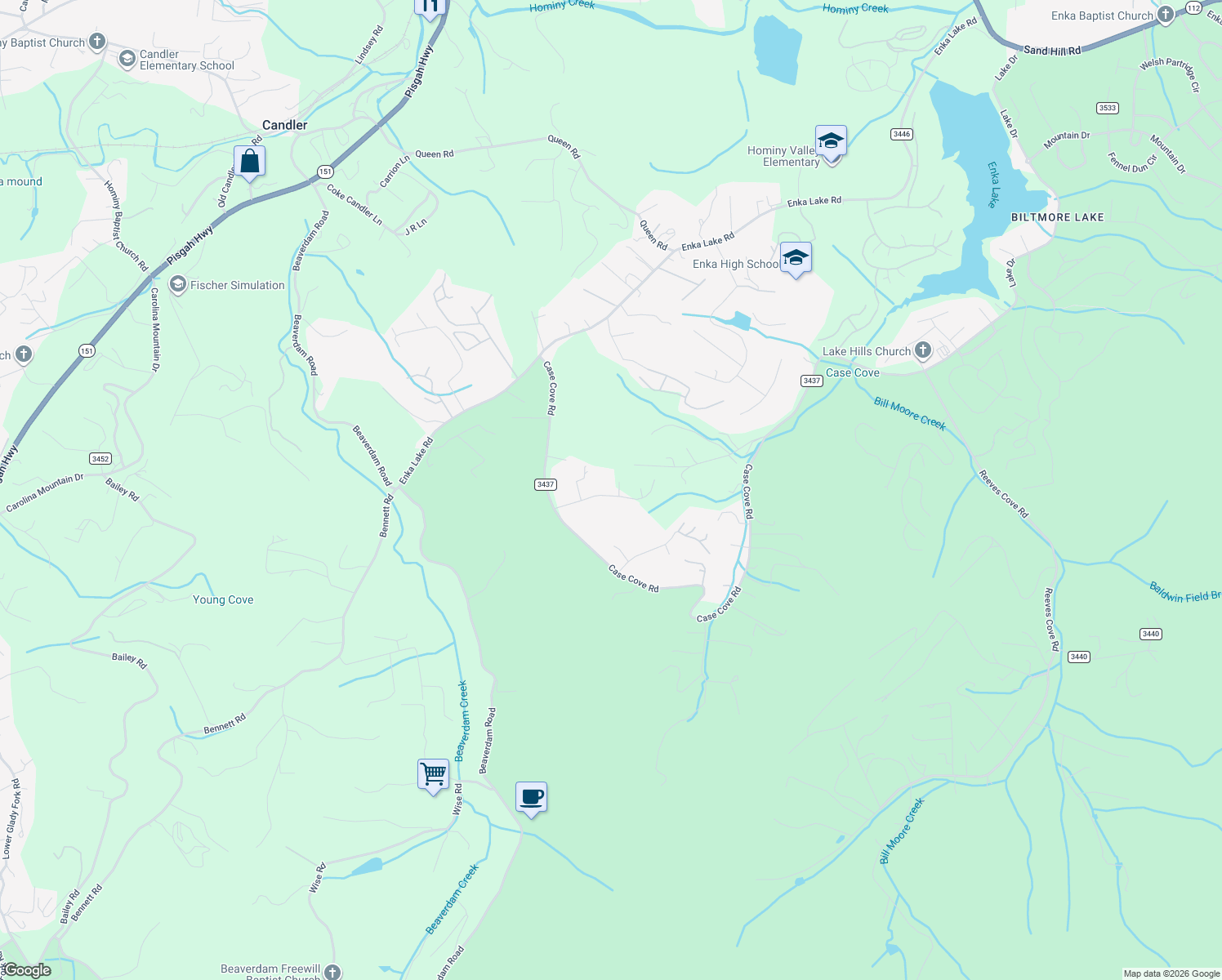 map of restaurants, bars, coffee shops, grocery stores, and more near 18 Shadow Brook in Candler