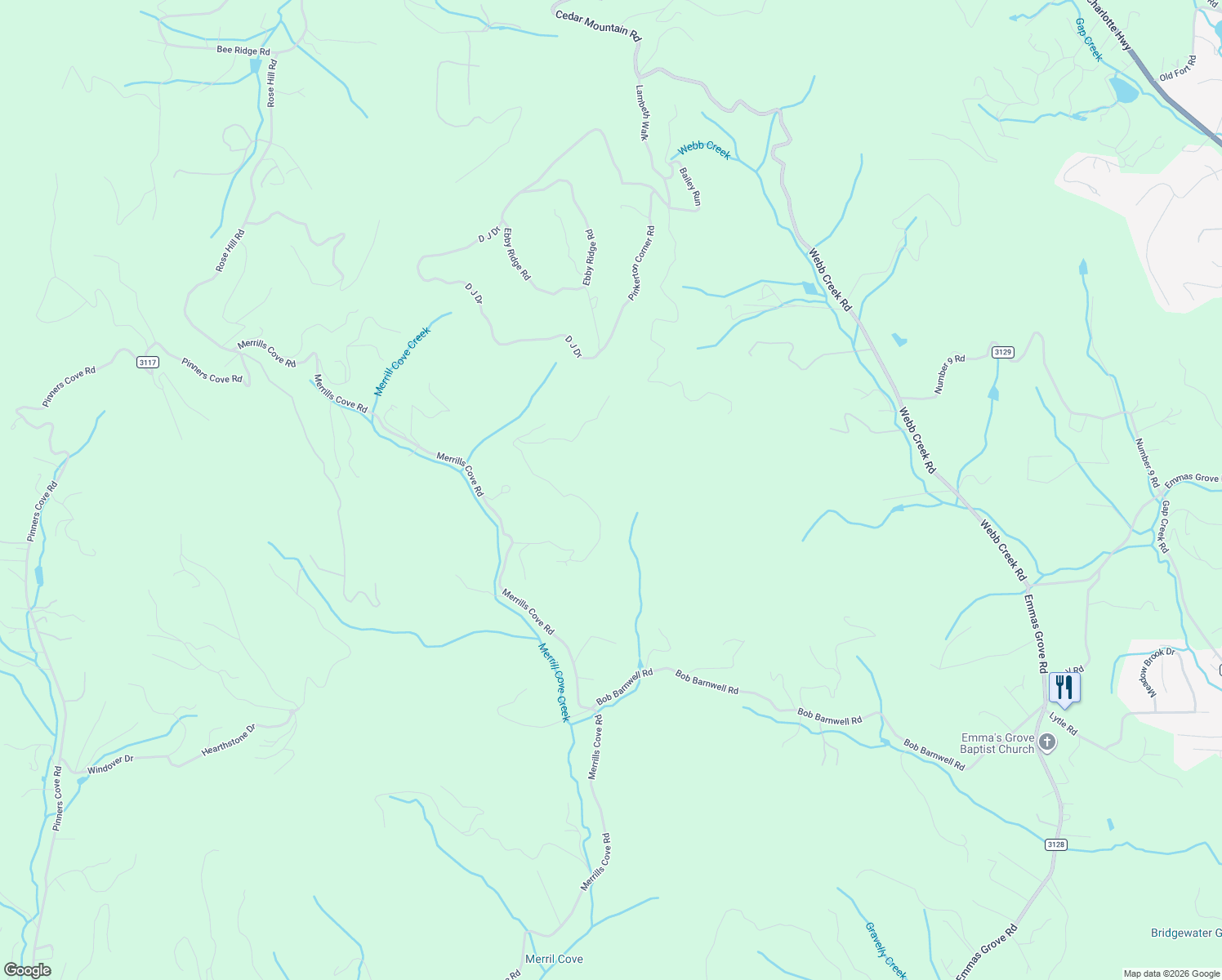 map of restaurants, bars, coffee shops, grocery stores, and more near 74 Merrills Ridge Road in Asheville