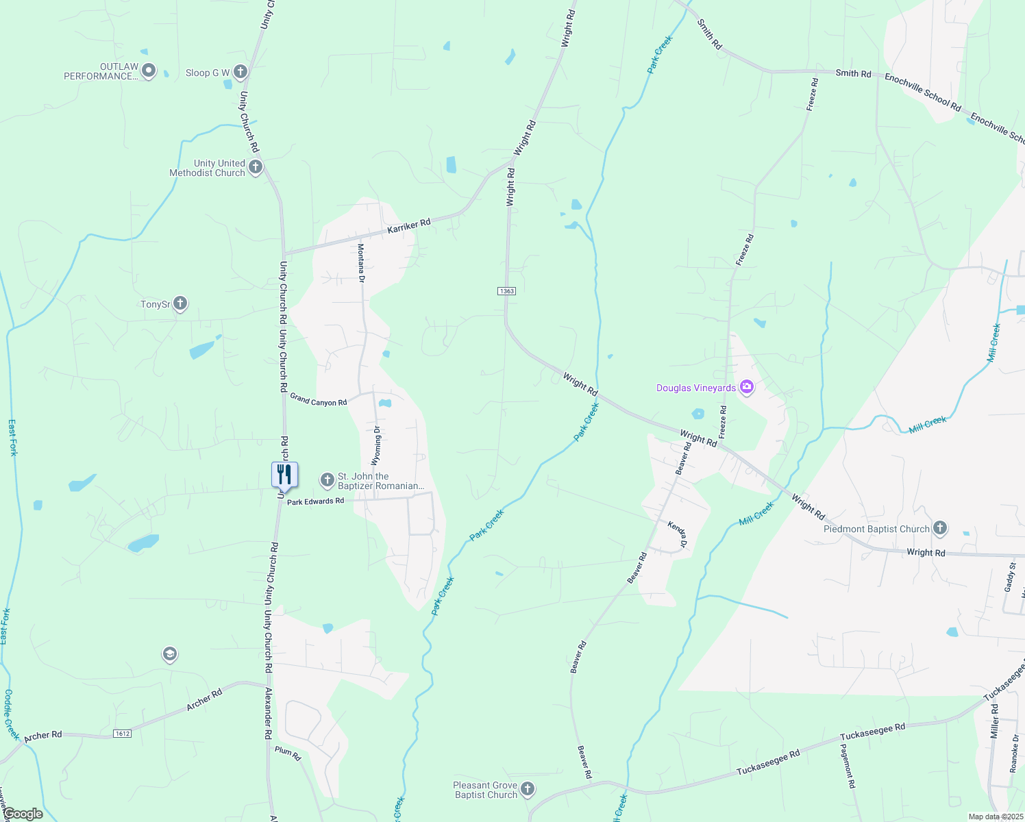 map of restaurants, bars, coffee shops, grocery stores, and more near 475 Parks Field Drive in Kannapolis