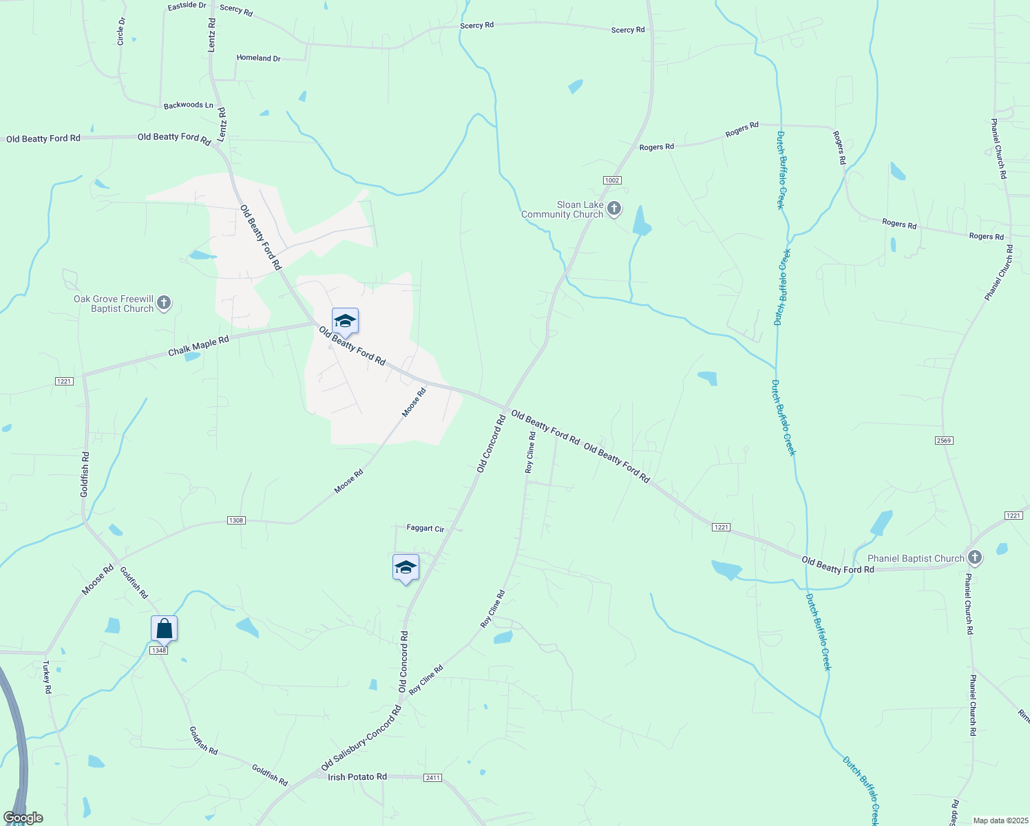map of restaurants, bars, coffee shops, grocery stores, and more near 4913 Old Beatty Ford Road in Rockwell