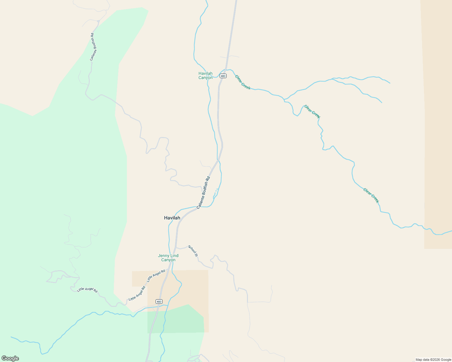 map of restaurants, bars, coffee shops, grocery stores, and more near 6623 Caliente Bodfish Road in Havilah