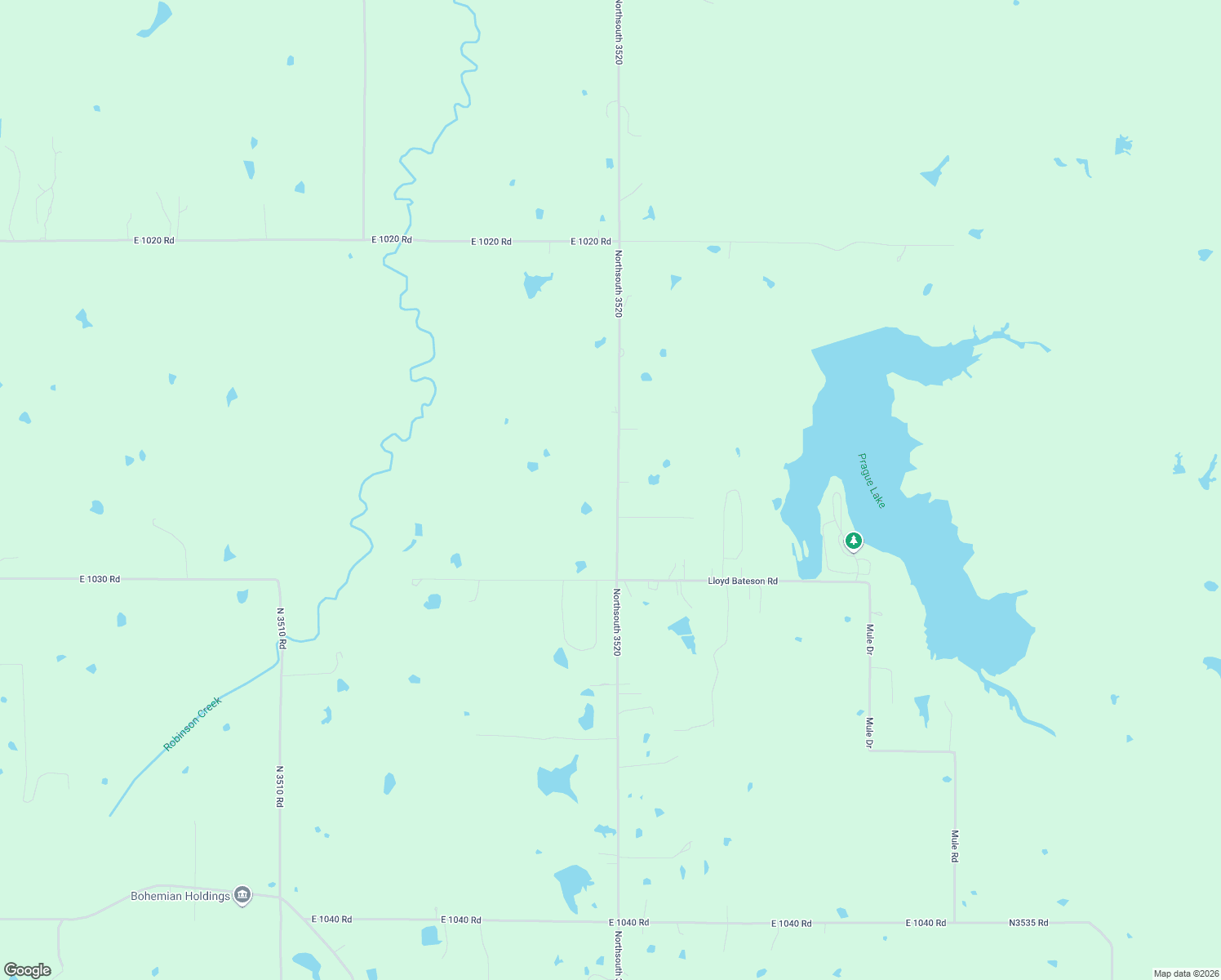 map of restaurants, bars, coffee shops, grocery stores, and more near 102757 S 3520 Rd in Prague