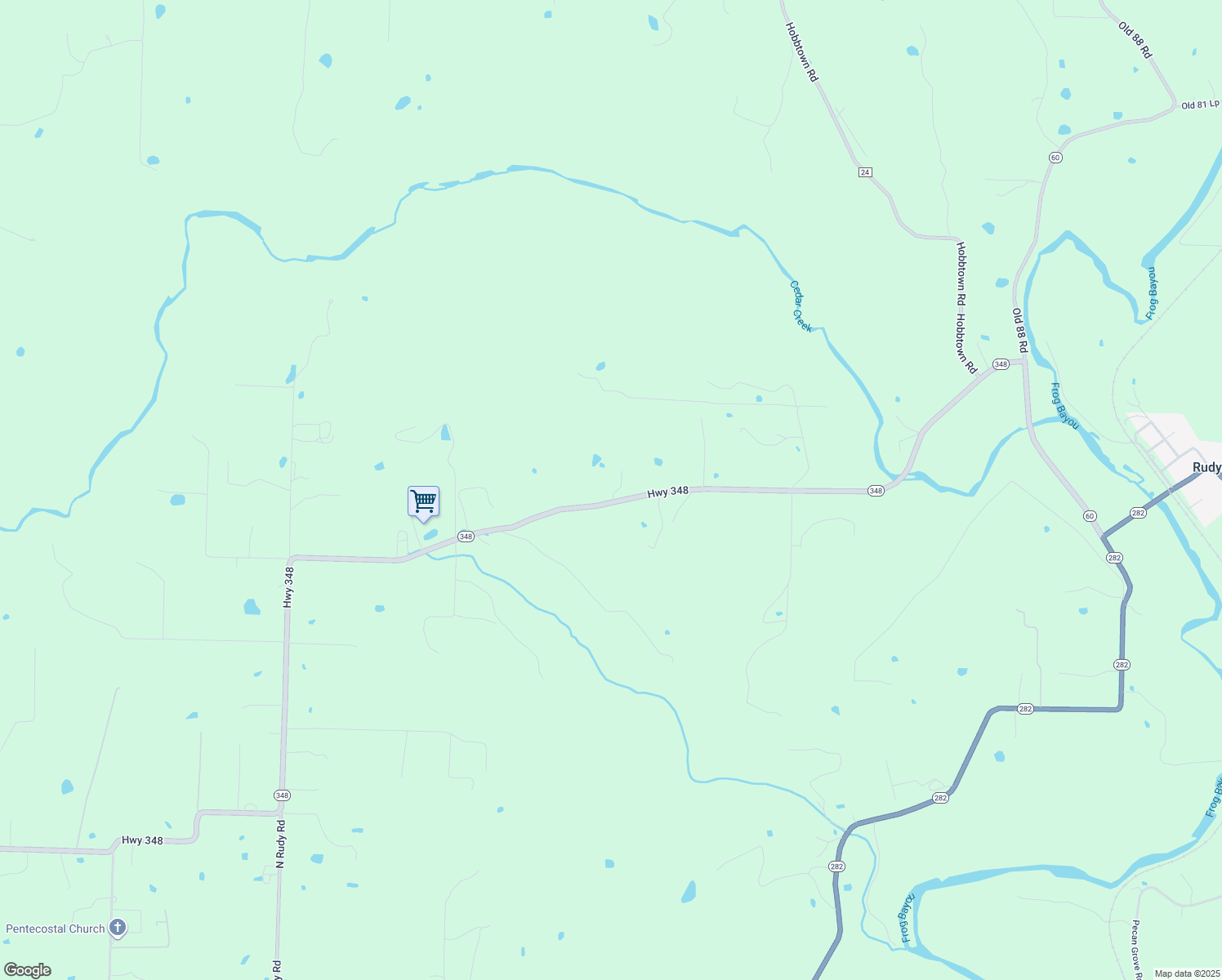 map of restaurants, bars, coffee shops, grocery stores, and more near 4535 Highway 282 in Rudy