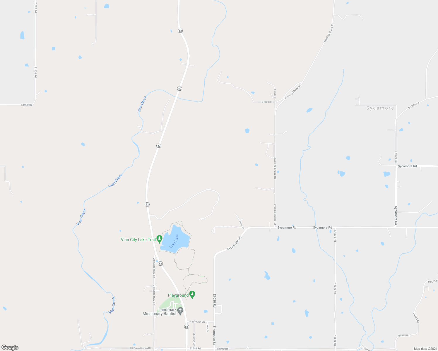 map of restaurants, bars, coffee shops, grocery stores, and more near 106 S Thornton Street in Vian