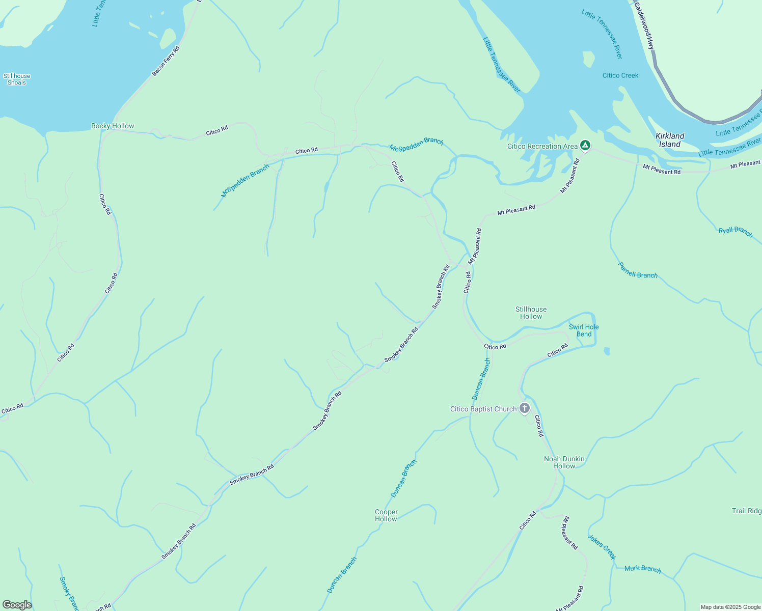 map of restaurants, bars, coffee shops, grocery stores, and more near 1009 Smokey Branch Road in Vonore