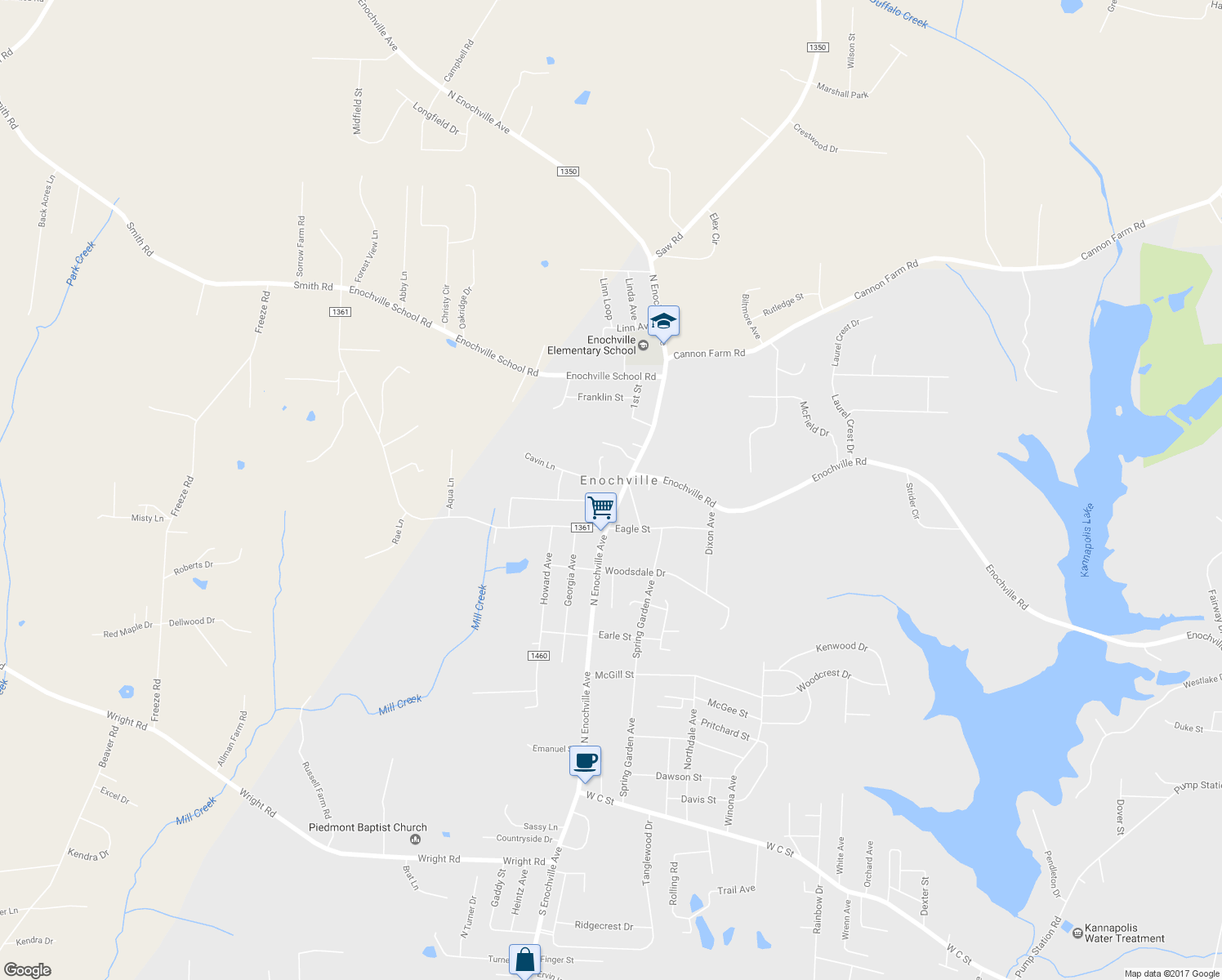 map of restaurants, bars, coffee shops, grocery stores, and more near 711 North Enochville Avenue in Kannapolis