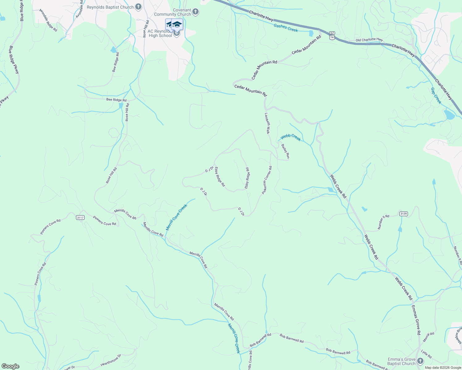 map of restaurants, bars, coffee shops, grocery stores, and more near 95 D J Drive in Fairview