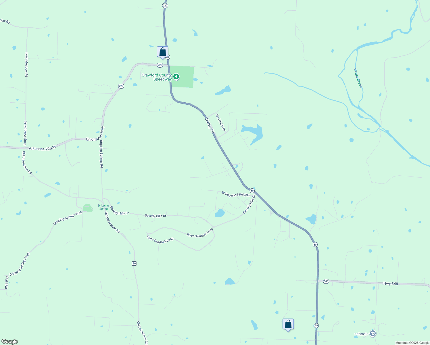 map of restaurants, bars, coffee shops, grocery stores, and more near 6429 Silver Shade Crossing in Van Buren