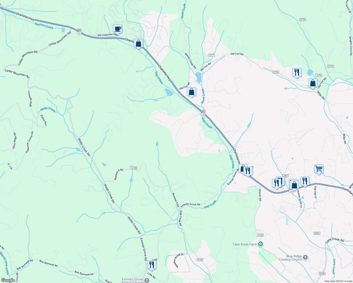 map of restaurants, bars, coffee shops, grocery stores, and more near 84 Fairview Hills Drive in Fairview