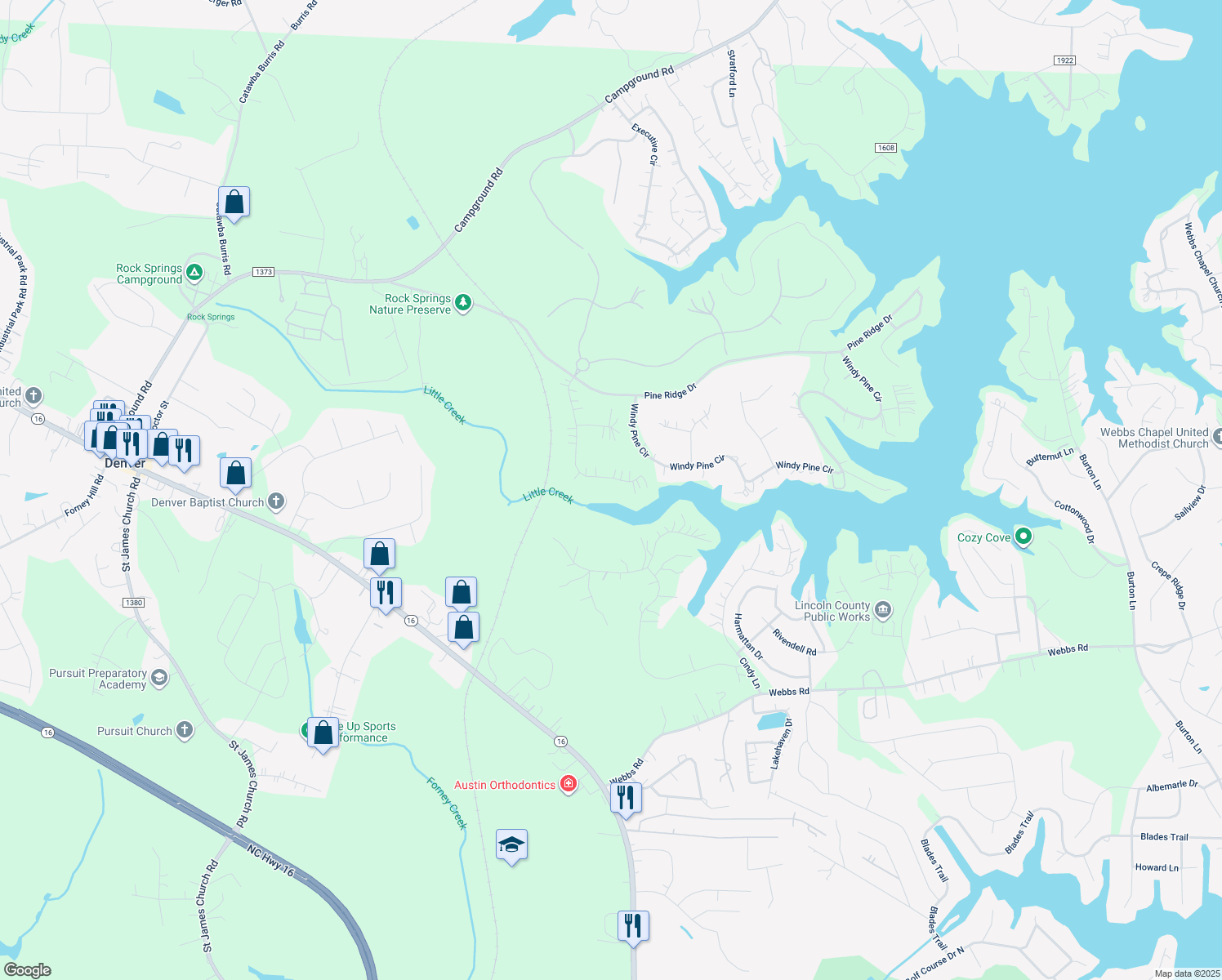 map of restaurants, bars, coffee shops, grocery stores, and more near 4089 Bordeaux Drive in Denver