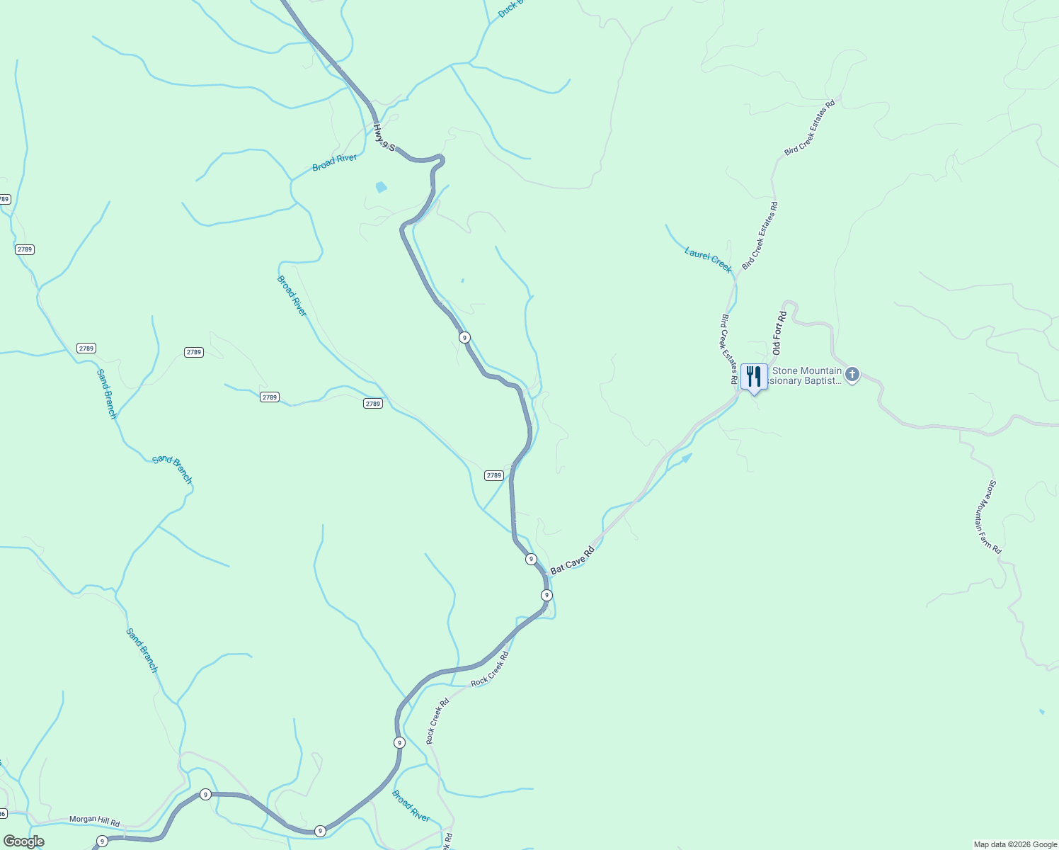 map of restaurants, bars, coffee shops, grocery stores, and more near 2398 Highway 9 in Black Mountain