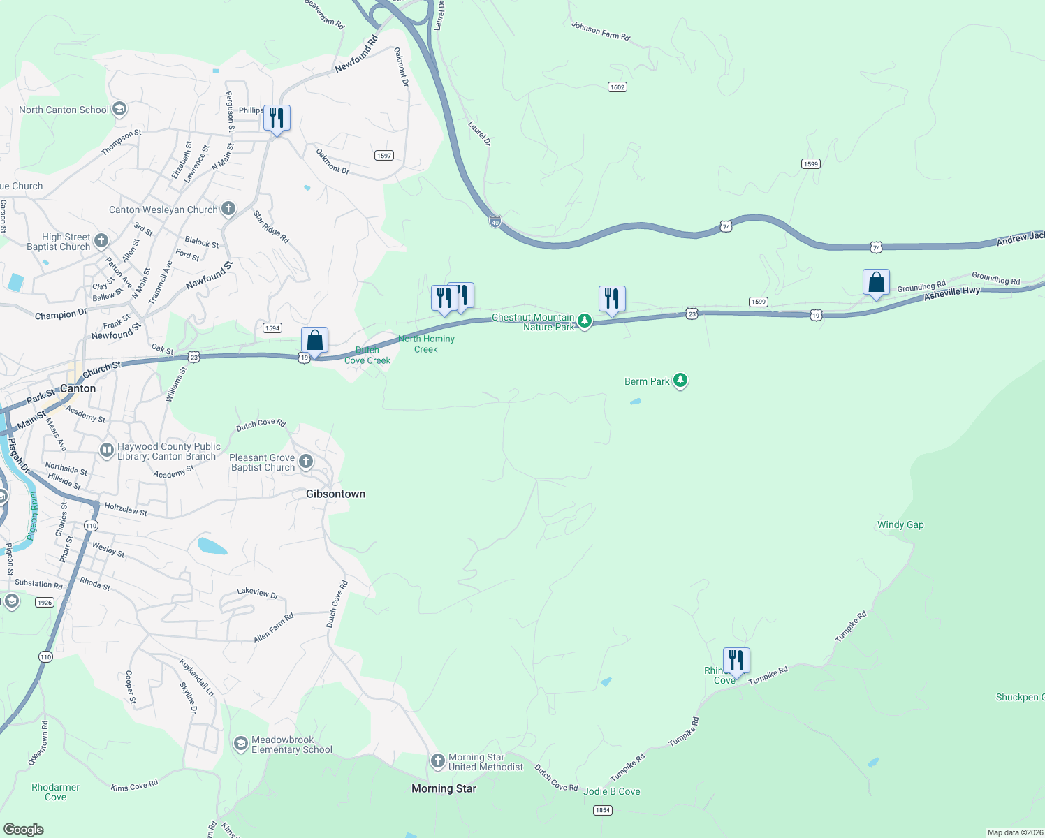 map of restaurants, bars, coffee shops, grocery stores, and more near 695 Samuels Drive in Canton