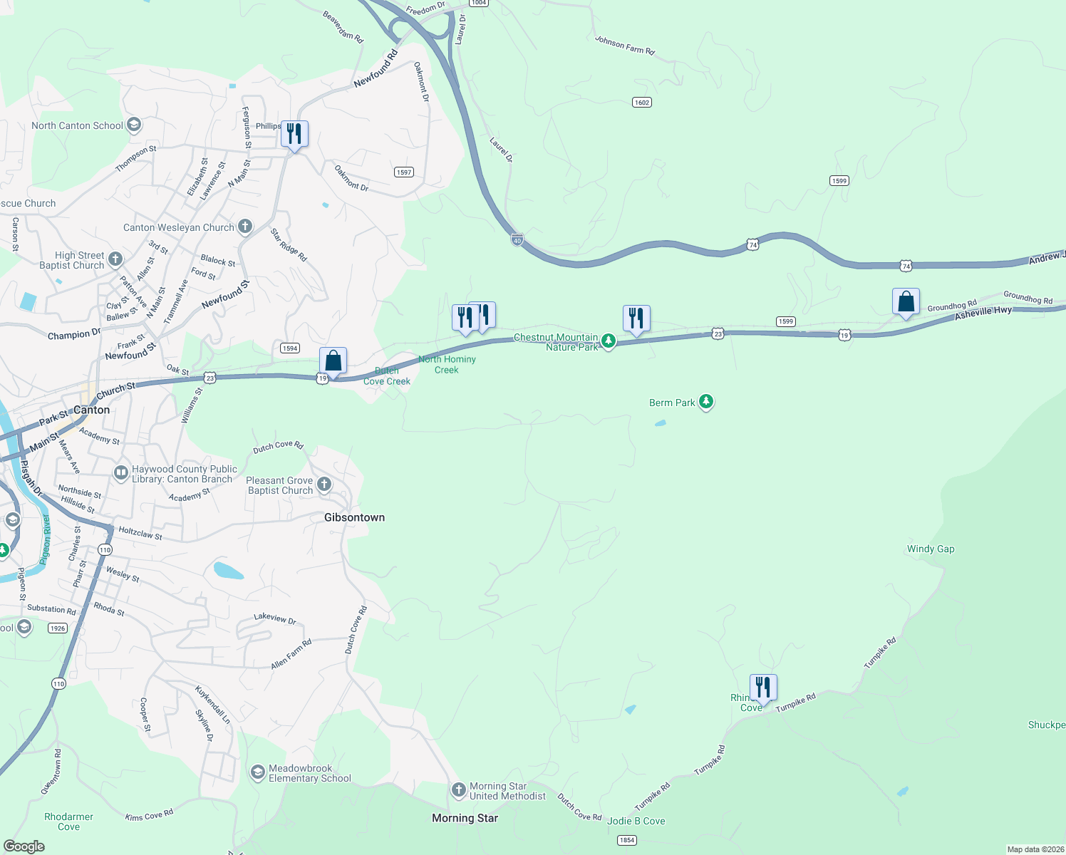 map of restaurants, bars, coffee shops, grocery stores, and more near 695 Samuels Drive in Canton
