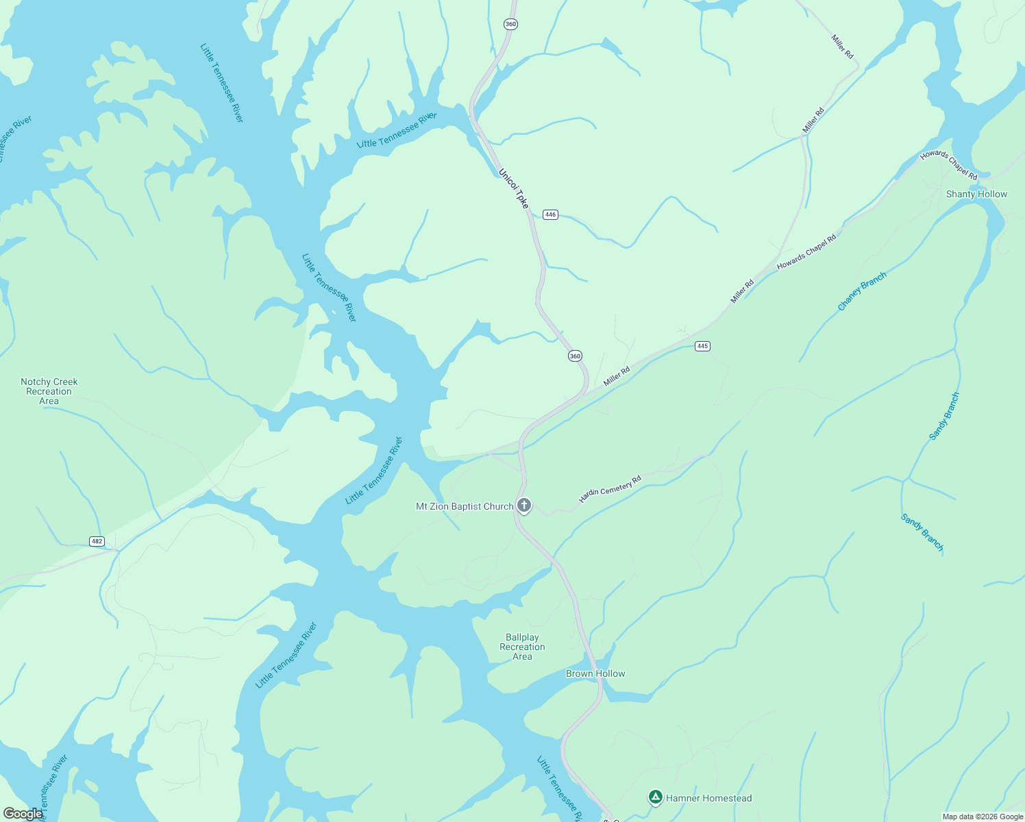 map of restaurants, bars, coffee shops, grocery stores, and more near 138 Lost Village Ln in Vonore