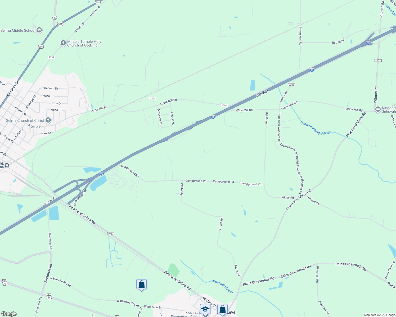 map of restaurants, bars, coffee shops, grocery stores, and more near 213 Serenity Pointe Drive in Selma