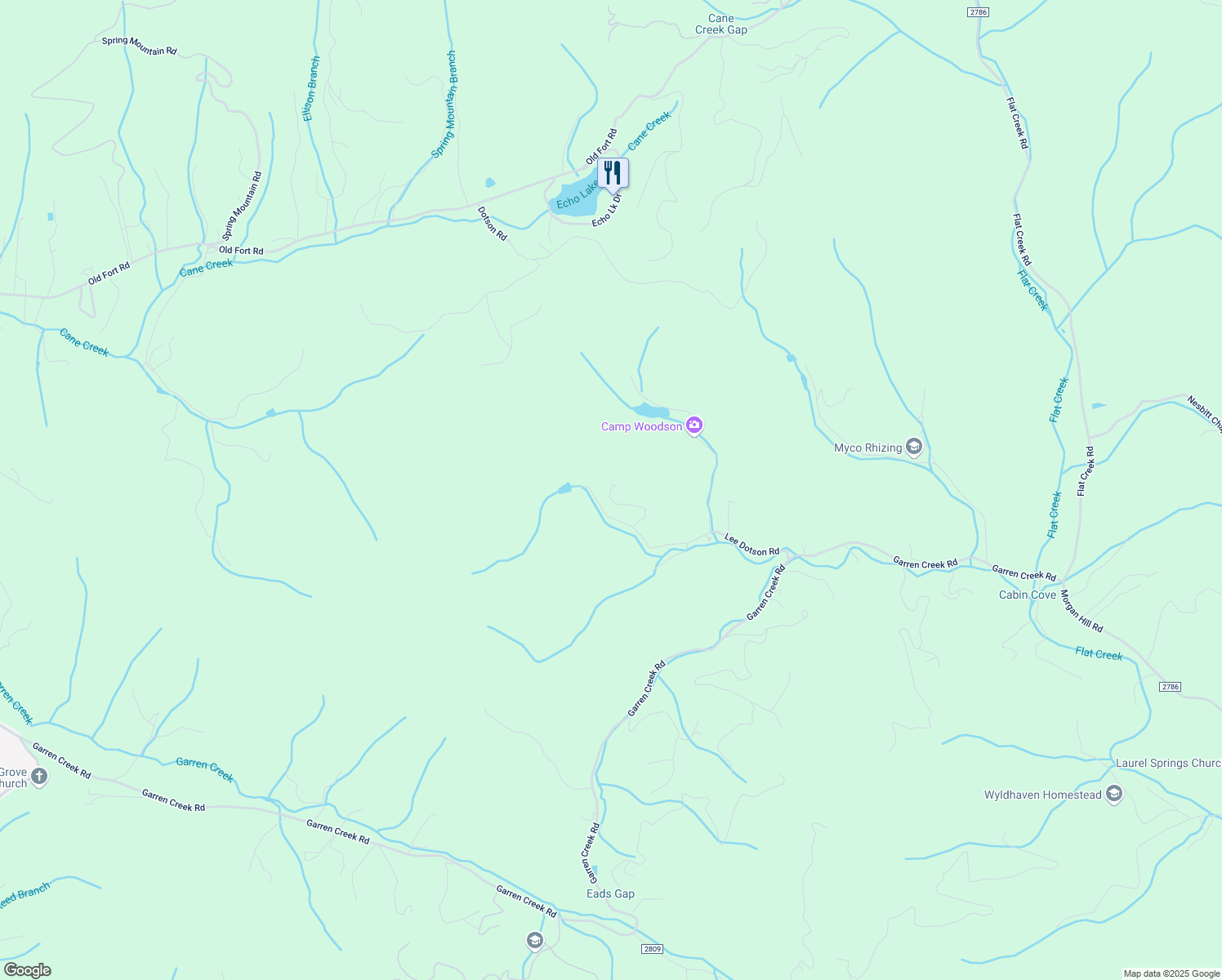 map of restaurants, bars, coffee shops, grocery stores, and more near 139 Lee Dotson Road in Fairview