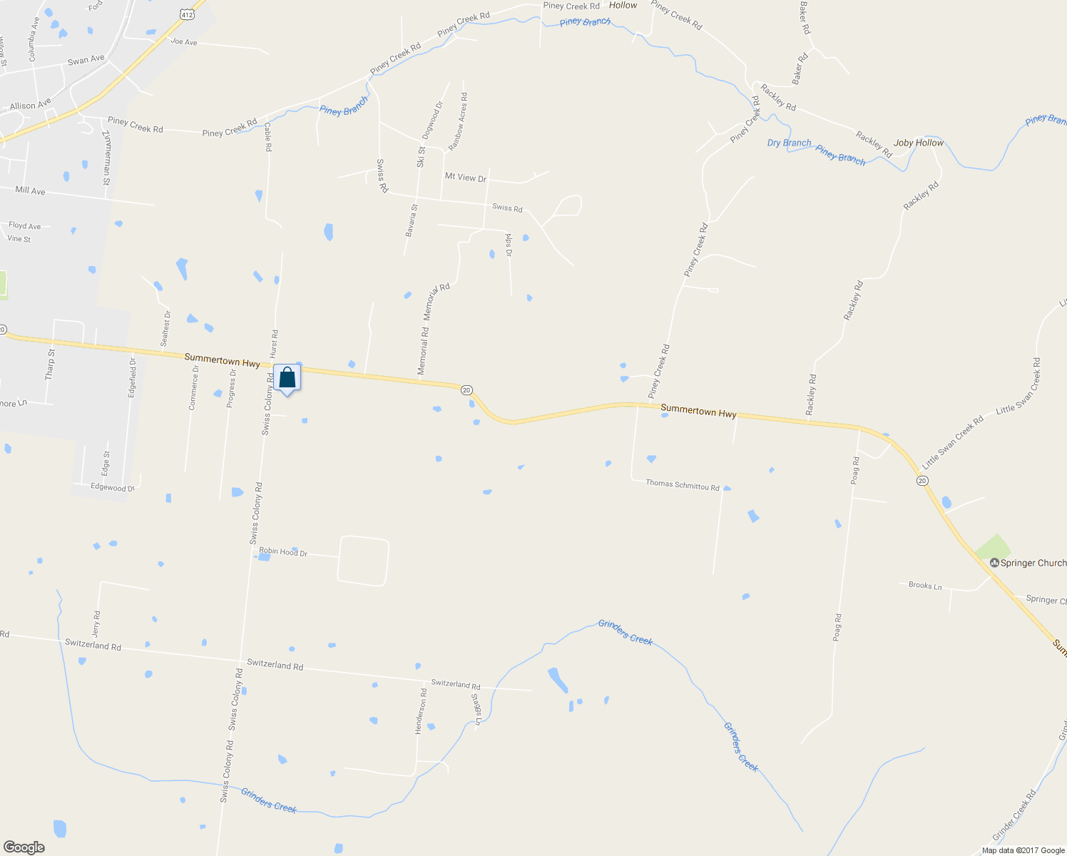 map of restaurants, bars, coffee shops, grocery stores, and more near 1102 Summertown Highway in Hohenwald