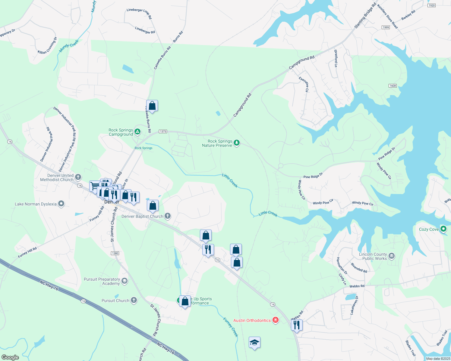 map of restaurants, bars, coffee shops, grocery stores, and more near 4036 Woodbeach Lane in Denver