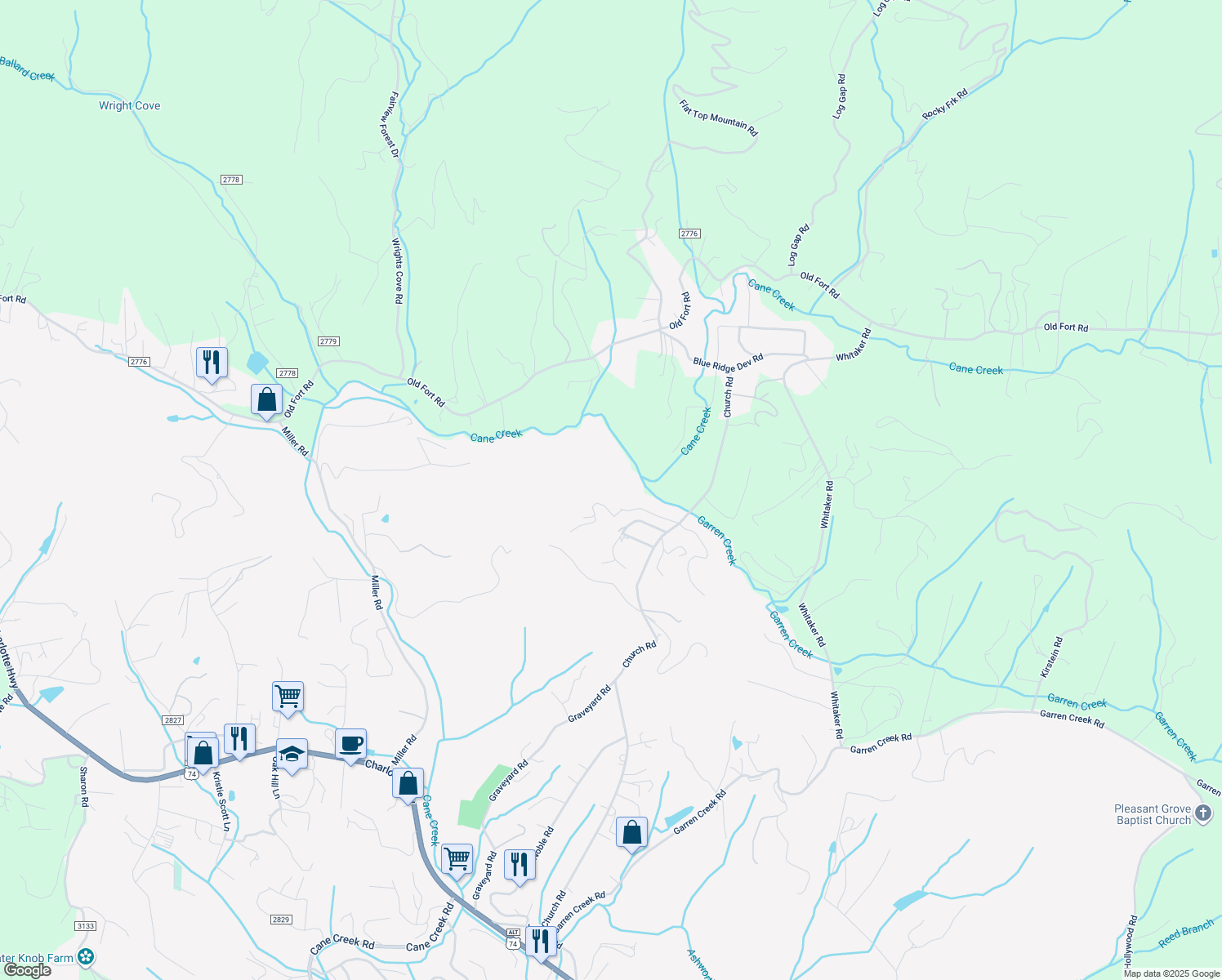 map of restaurants, bars, coffee shops, grocery stores, and more near 63 Heaven's Ridge in Fairview