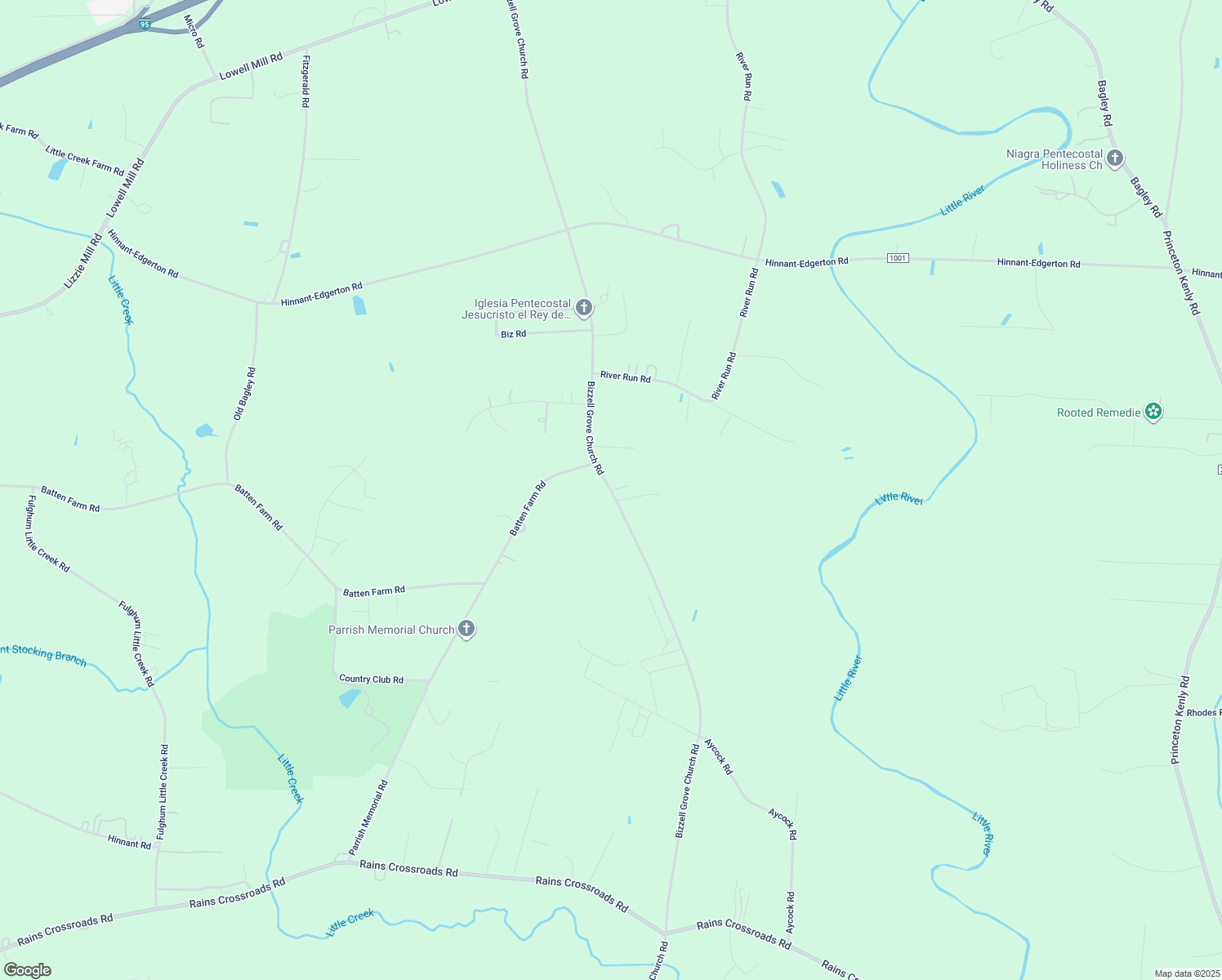 map of restaurants, bars, coffee shops, grocery stores, and more near Bizzell Grove Church Road in Selma