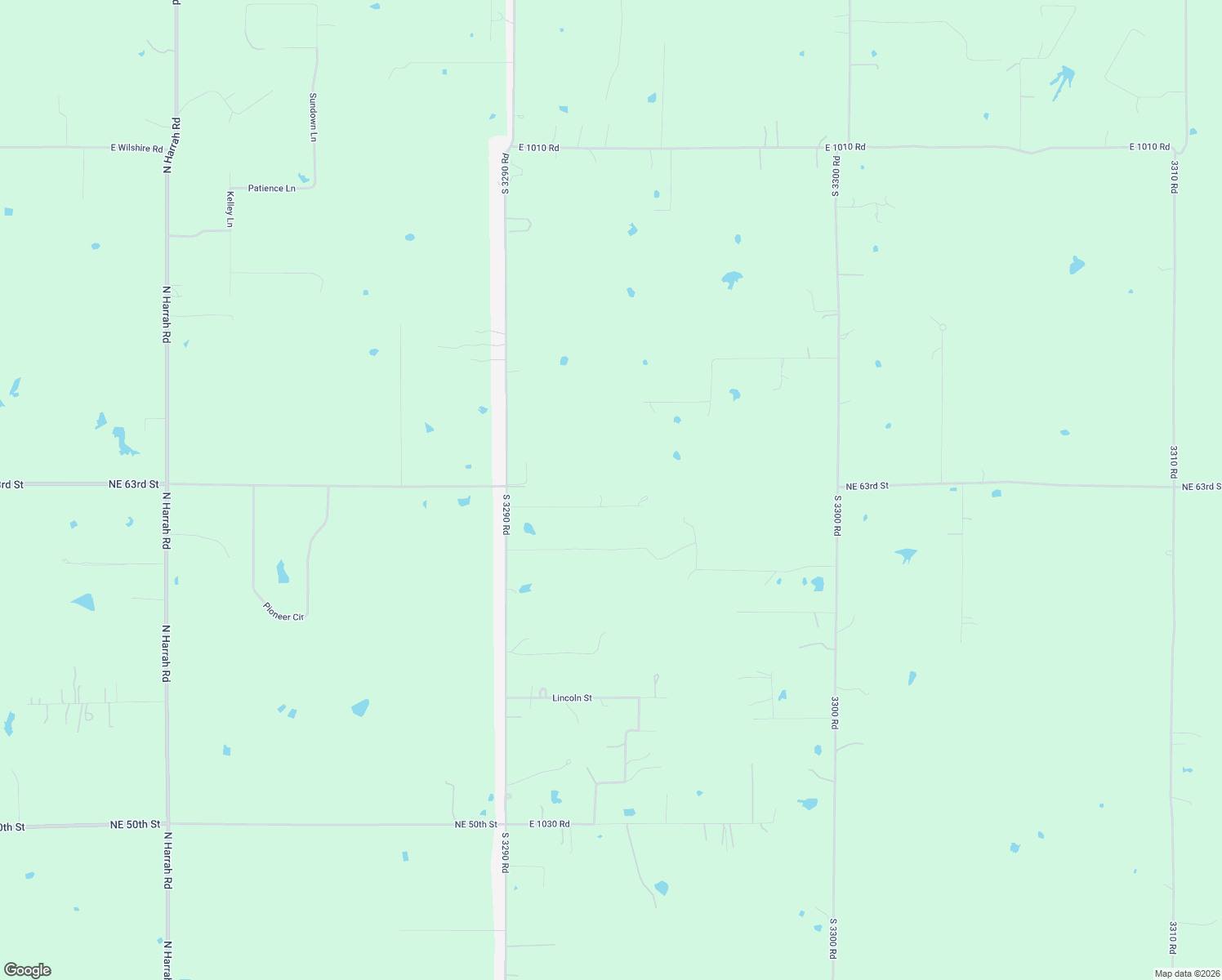 map of restaurants, bars, coffee shops, grocery stores, and more near 329326 East 1021 Road in Harrah