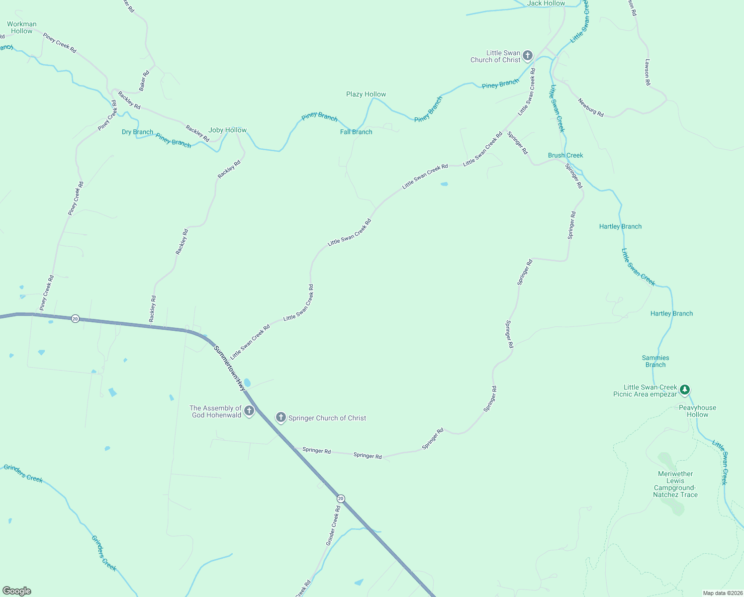 map of restaurants, bars, coffee shops, grocery stores, and more near 2524 Summertown Highway in Hohenwald
