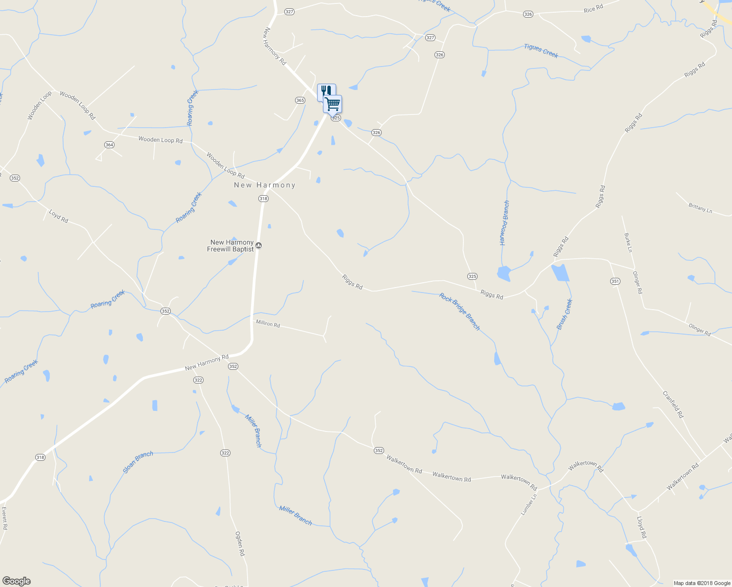 map of restaurants, bars, coffee shops, grocery stores, and more near 4622 Riggs Road in Pikeville