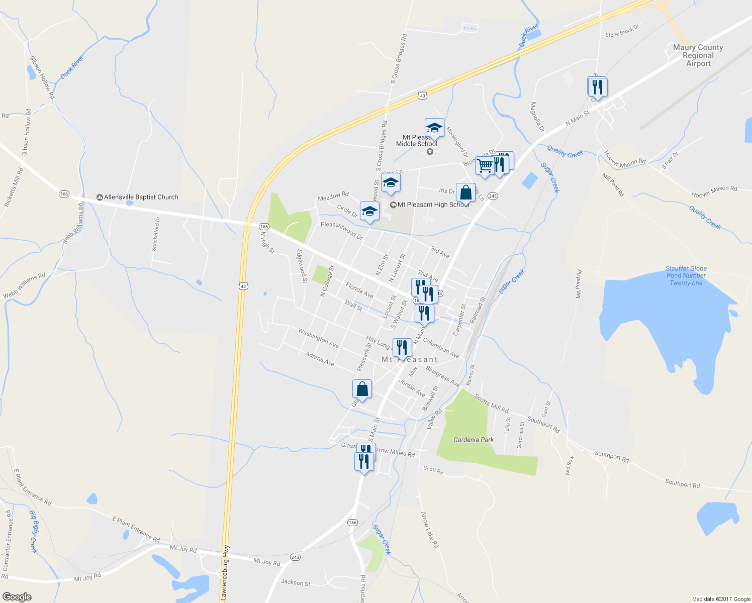map of restaurants, bars, coffee shops, grocery stores, and more near 309 Florida Avenue in Mount Pleasant