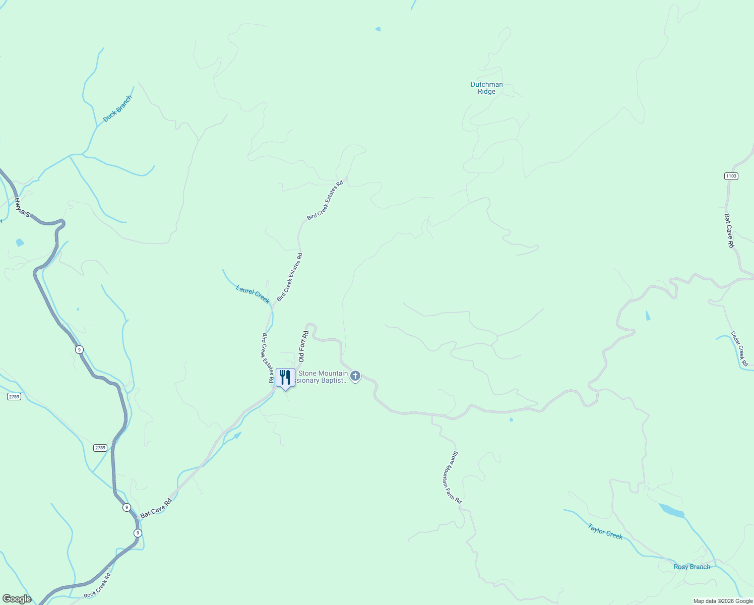 map of restaurants, bars, coffee shops, grocery stores, and more near 154 High Cliffs Trail in Black Mountain
