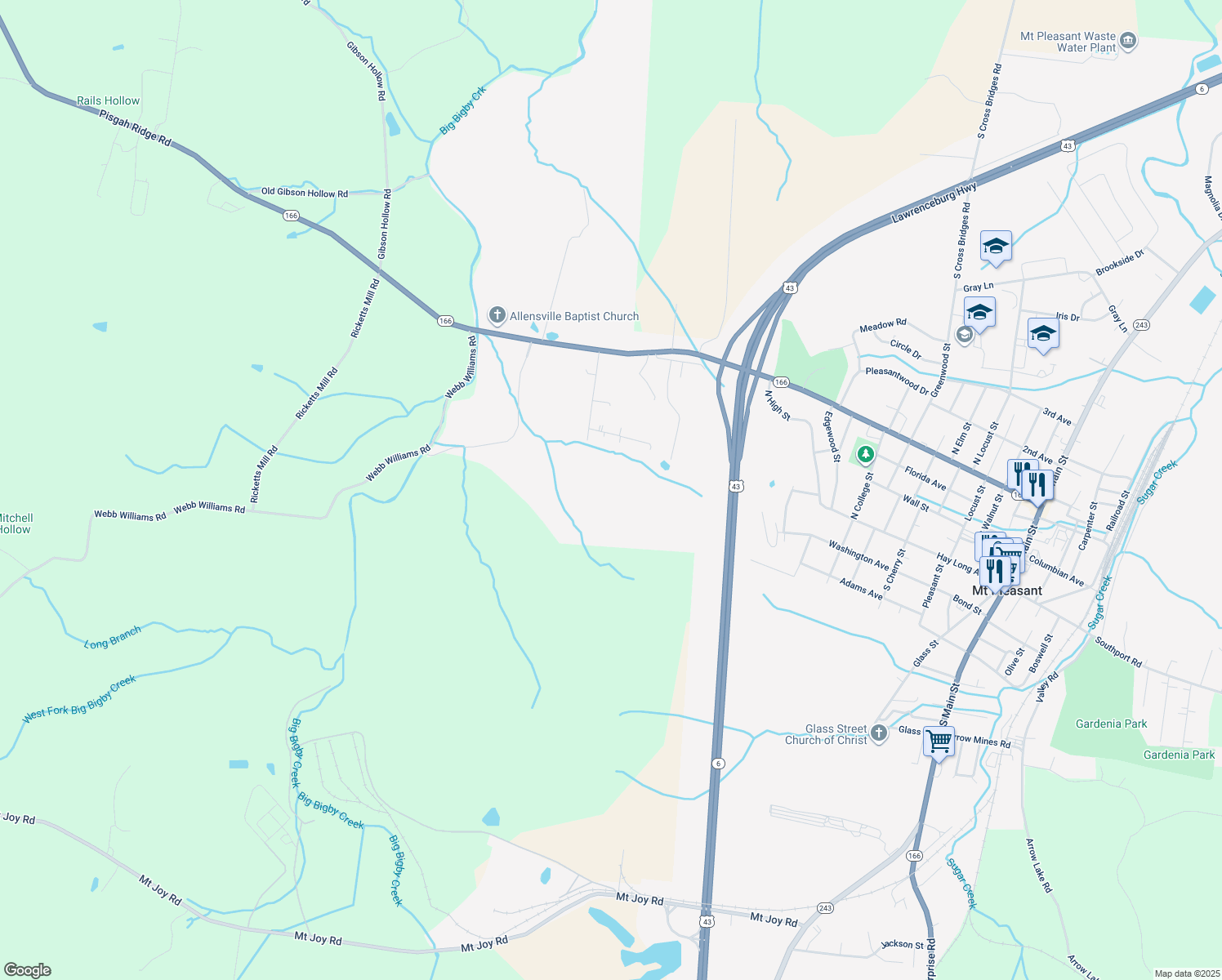 map of restaurants, bars, coffee shops, grocery stores, and more near in Mount Pleasant
