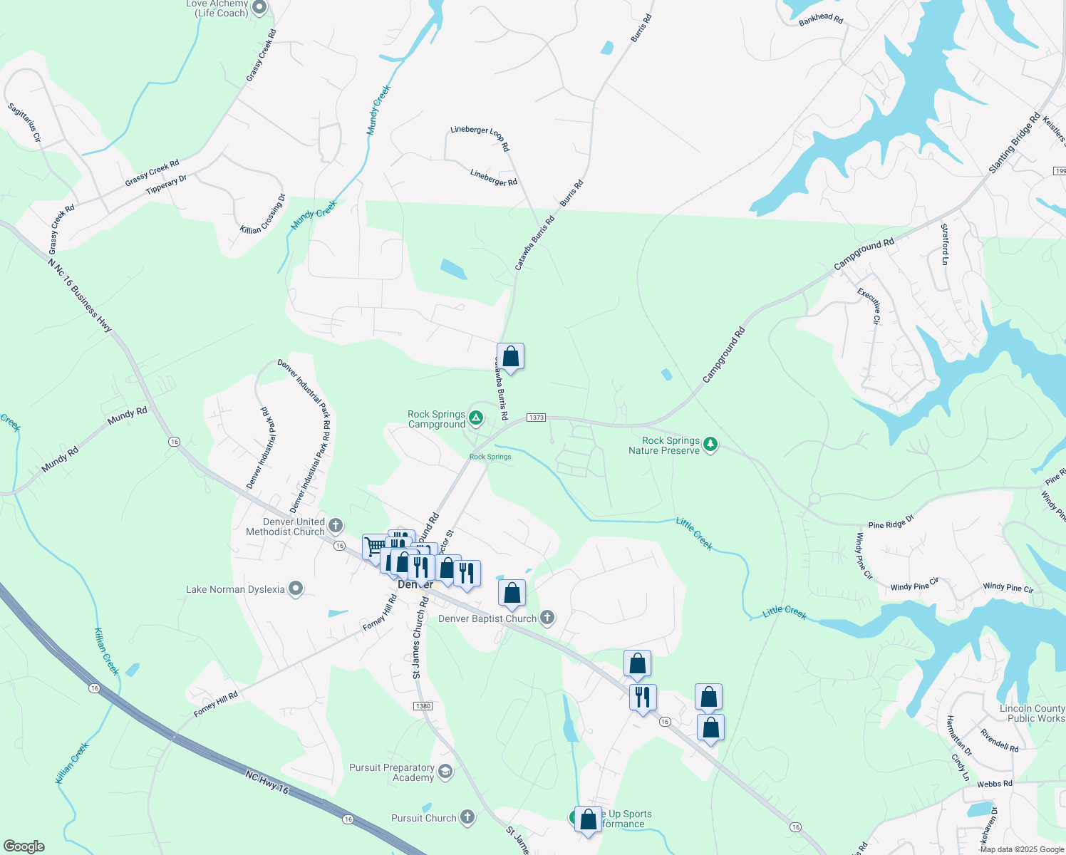 map of restaurants, bars, coffee shops, grocery stores, and more near 6938 Campground Road in Denver