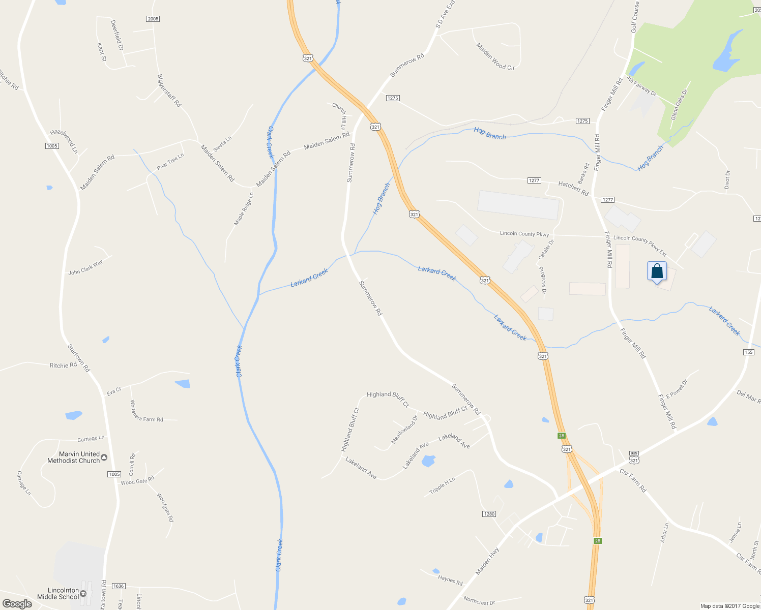 map of restaurants, bars, coffee shops, grocery stores, and more near 3234 Summerow Road in Lincolnton