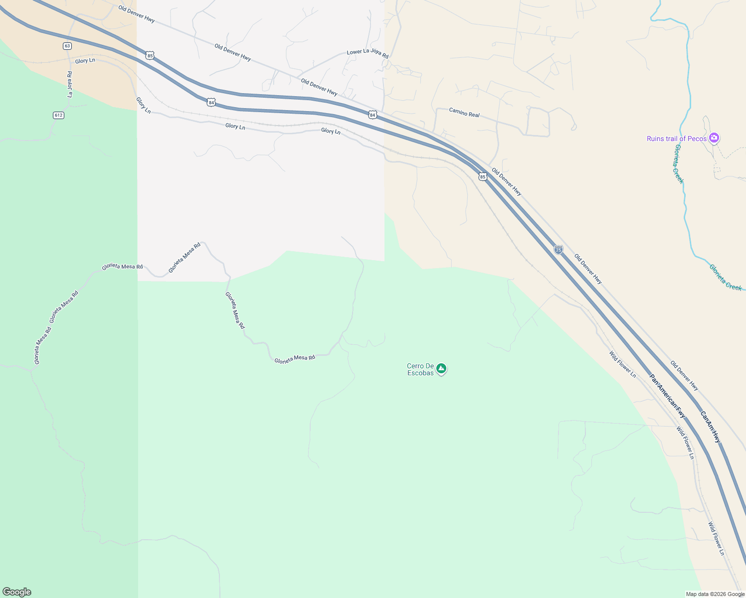 map of restaurants, bars, coffee shops, grocery stores, and more near Unnamed Road in Glorieta
