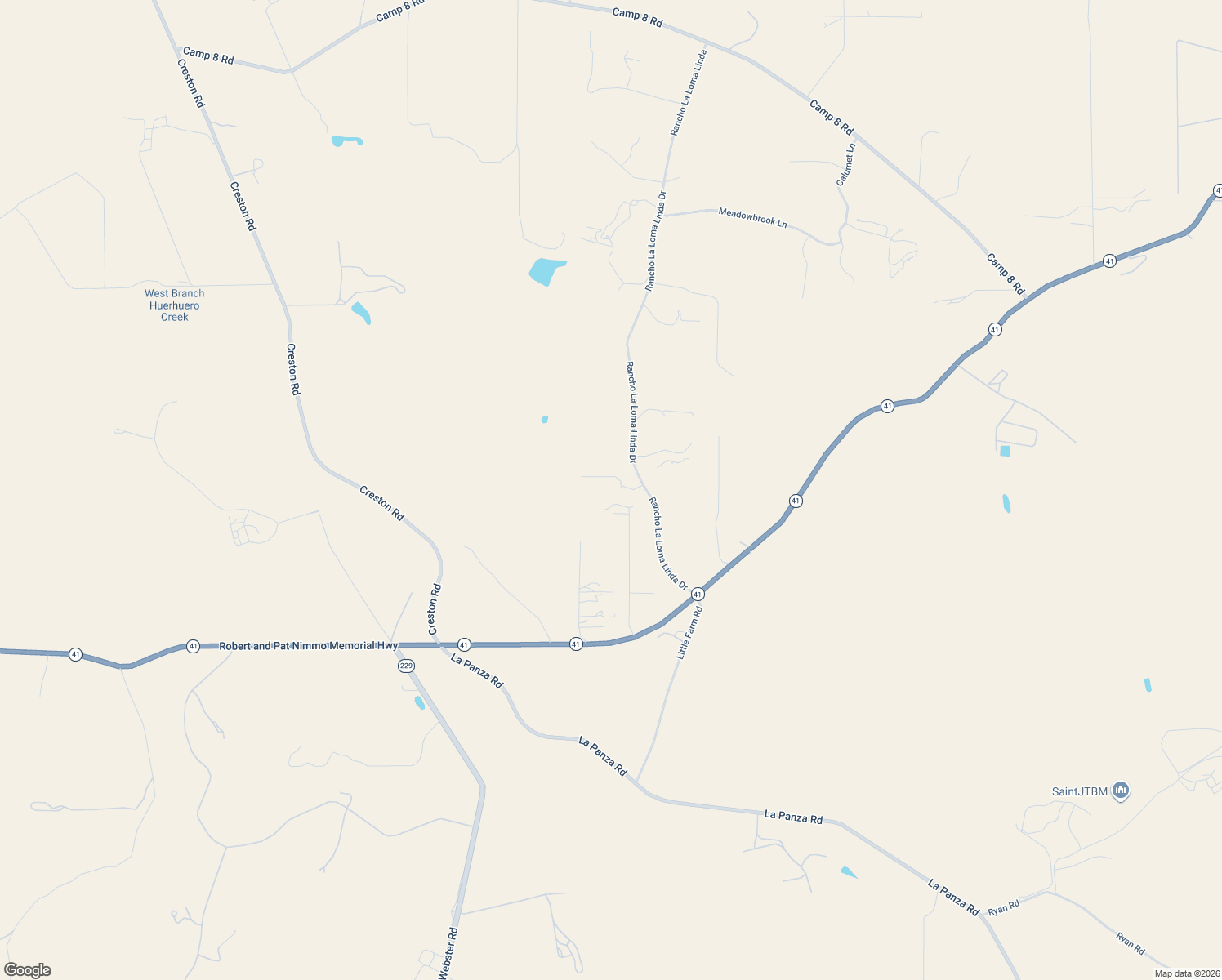 map of restaurants, bars, coffee shops, grocery stores, and more near 5570 Rancho La Loma Linda Drive in Paso Robles