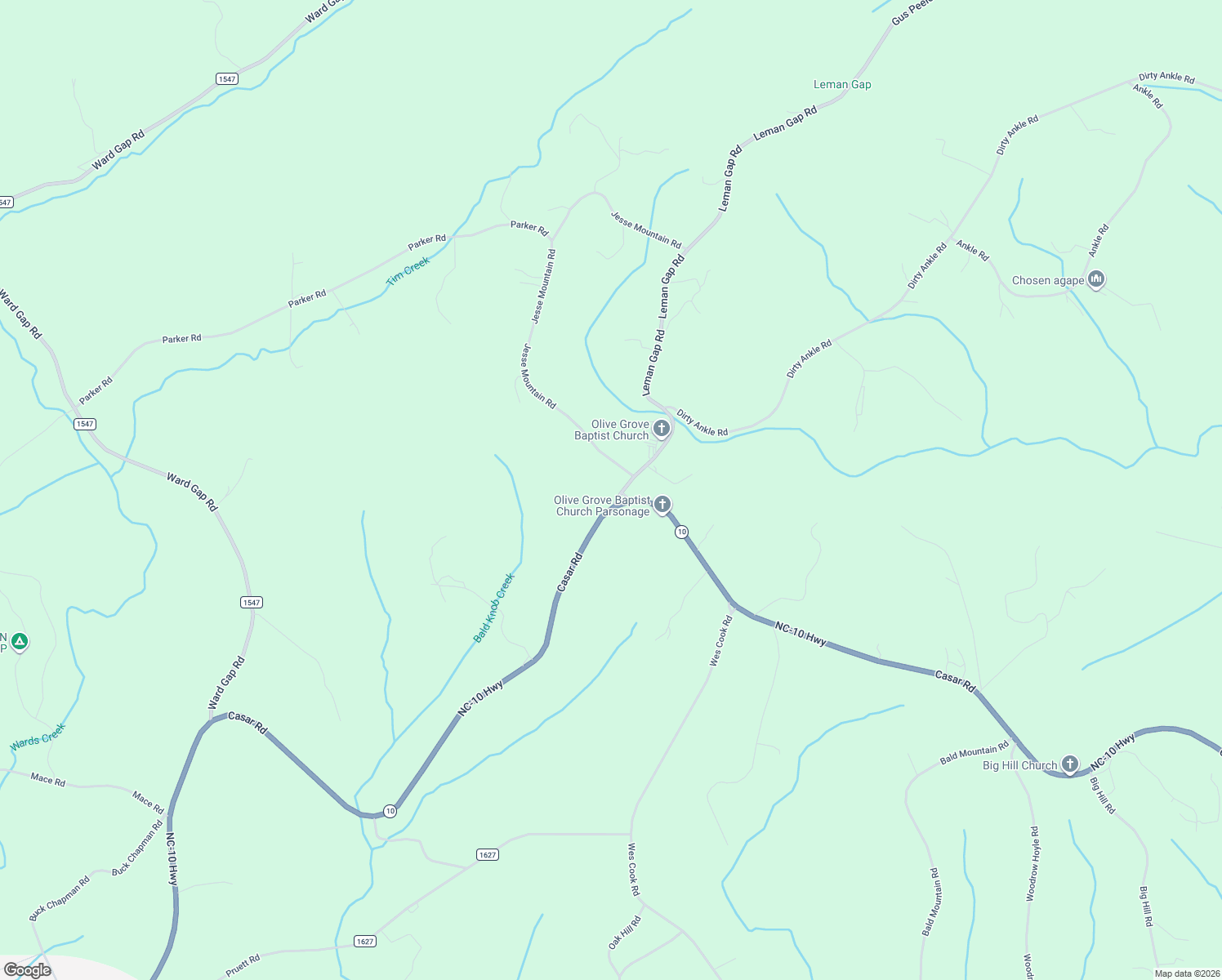 map of restaurants, bars, coffee shops, grocery stores, and more near 103 Leman Gap Road in Casar