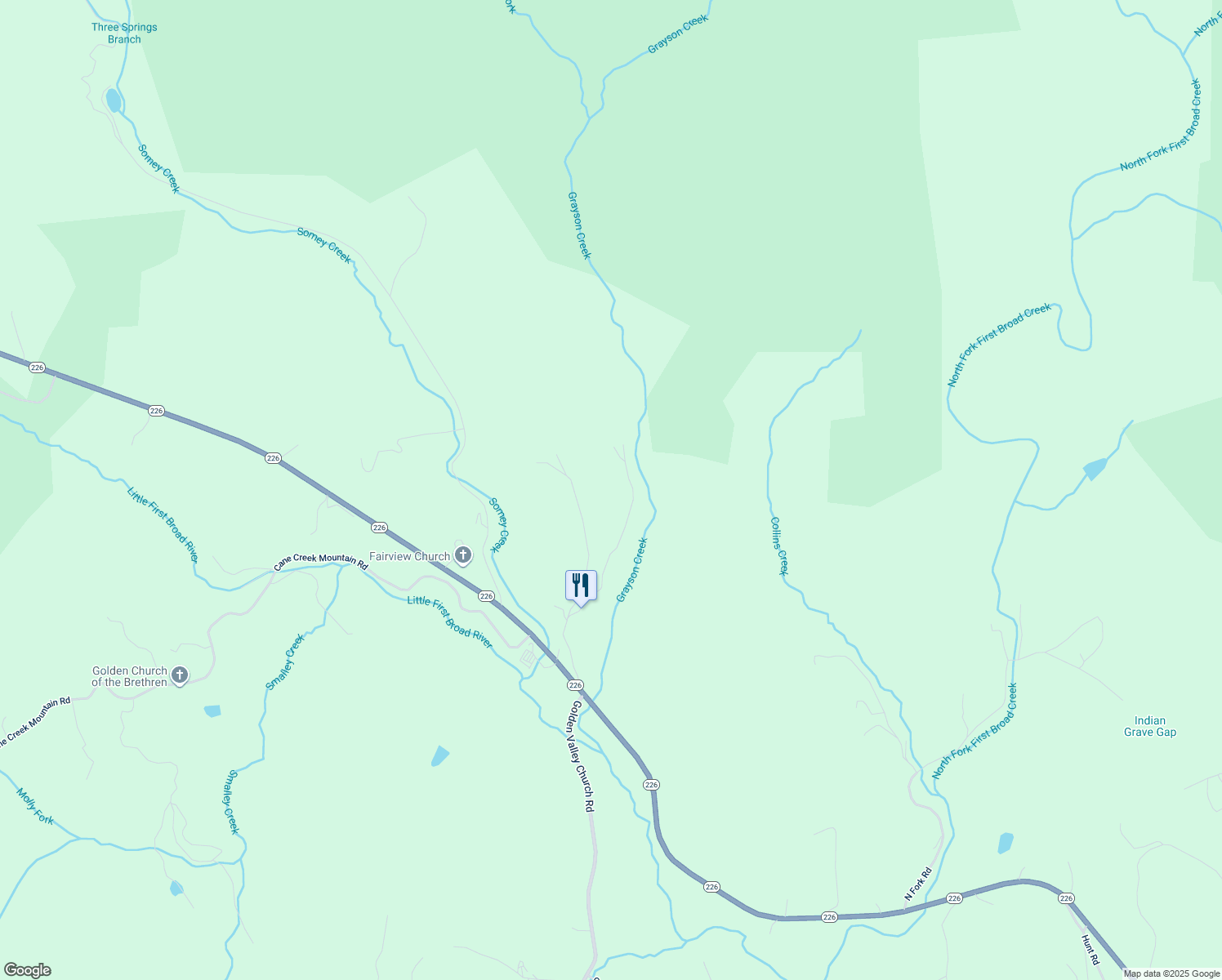 map of restaurants, bars, coffee shops, grocery stores, and more near 487 Redbud Lane in Bostic