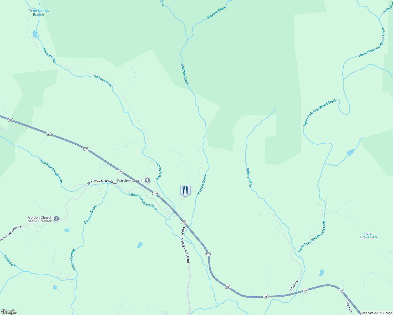 map of restaurants, bars, coffee shops, grocery stores, and more near 487 Redbud Lane in Bostic