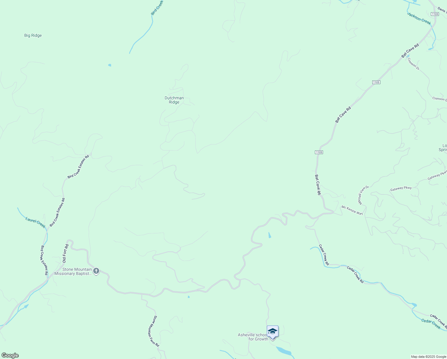 map of restaurants, bars, coffee shops, grocery stores, and more near Major Mountain Road in Black Mountain