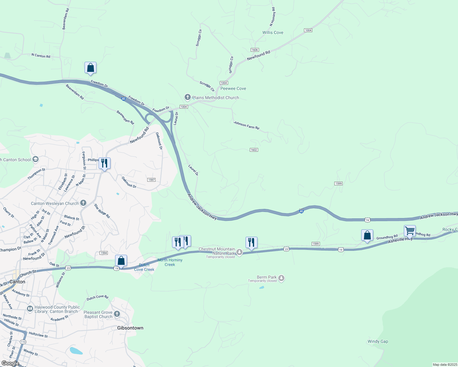 map of restaurants, bars, coffee shops, grocery stores, and more near 393 Richards Ridge in Canton