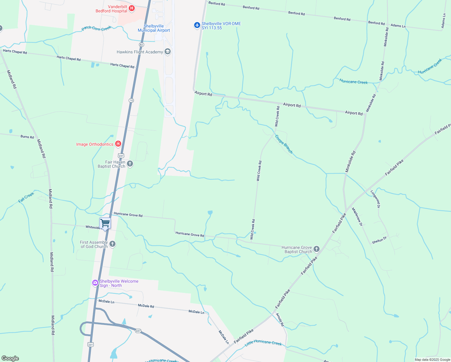 map of restaurants, bars, coffee shops, grocery stores, and more near 181 Wild Creek Road in Shelbyville